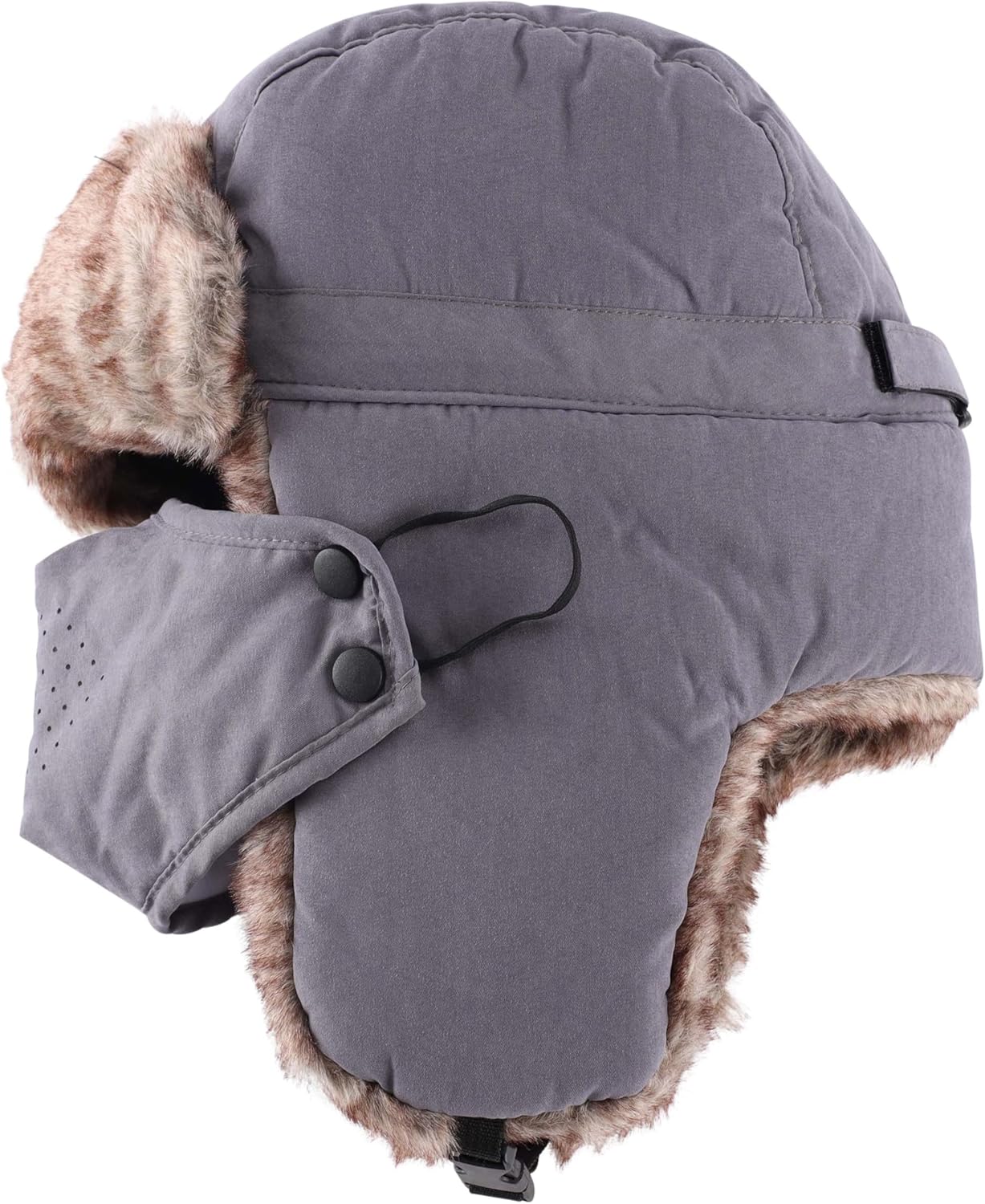 Home Prefer Mens Warm Faux Fur Trooper Trapper Hat Outdoor Reflective Winter Hunting Hat with Ear Flaps Face Mask - Image 5