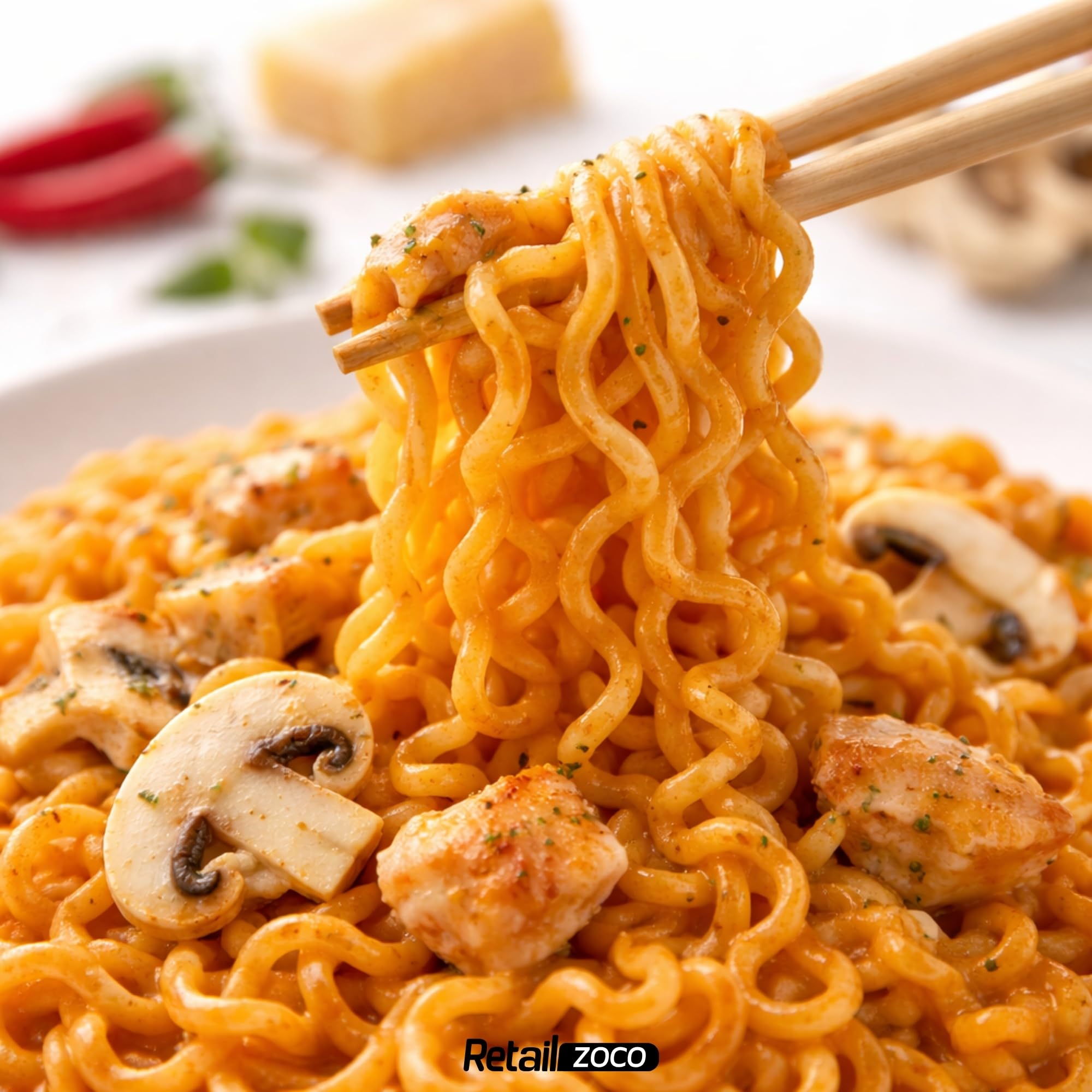 Ramen con fideos salteados con pollo picante Samyang Buldak, Hot Chicken Ramen Carbonara, Hot chicken ramen instantáneo muy rico y picante, Sabor a carbonara, Pack 5 paquetes de 130g cada uno
