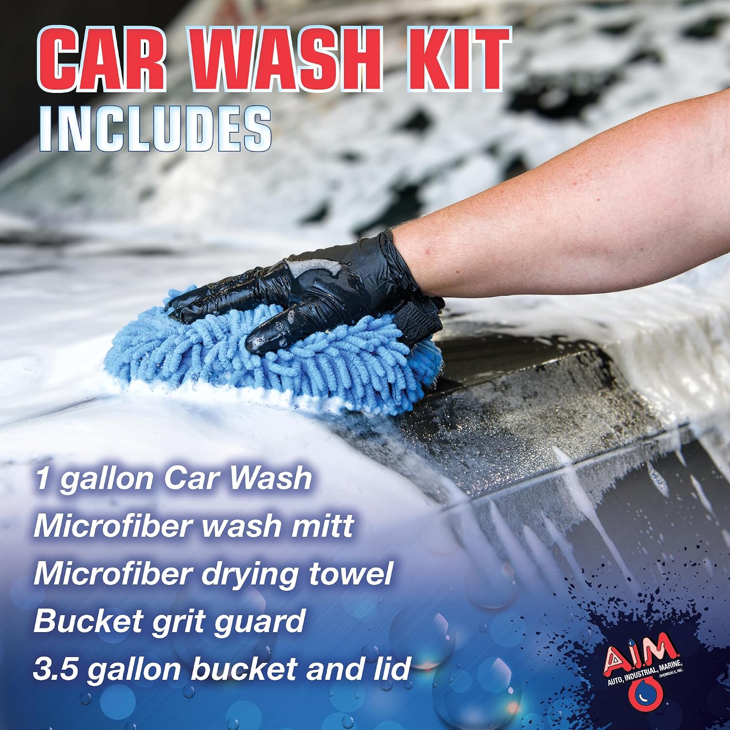 AIM Chemicals Car Wash - High Foam Formula Car Shampoo, Professional Car Wash Shampoo Compatible with Ceramic Coatings - Ideal for Foam Guns - Streak-Free Finish for Detailing - 5 Gal