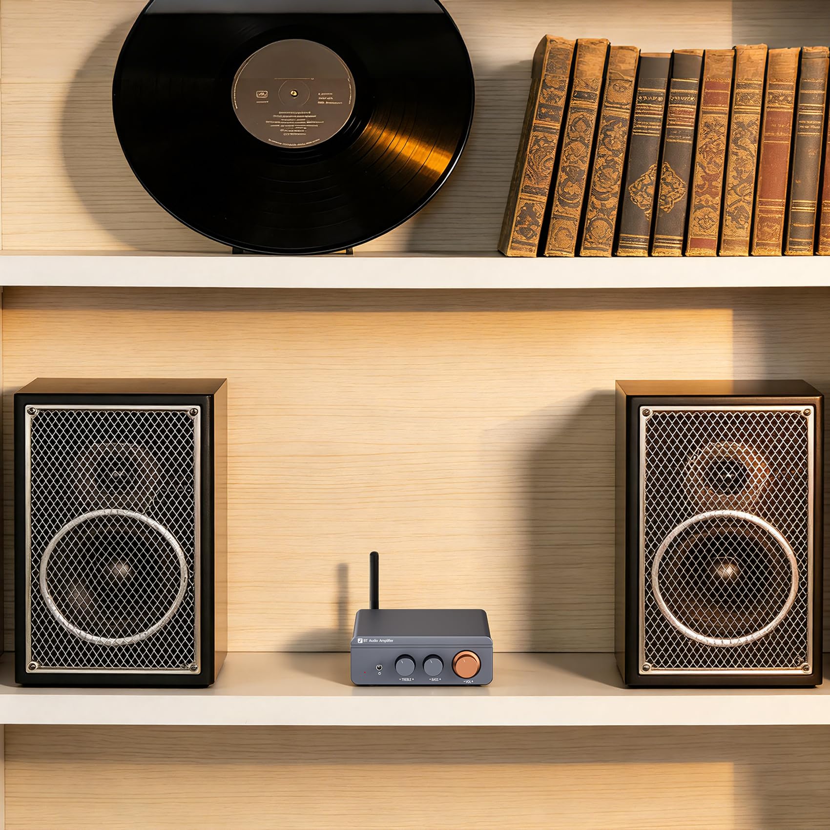 Amplificador Audio, Mini Amplificador HiFi 600W Estéreo Bluetooth 5.4 Clase D Estéreo 2 Canales, Chip TPA3255 Ajuste de Graves y Agudos
