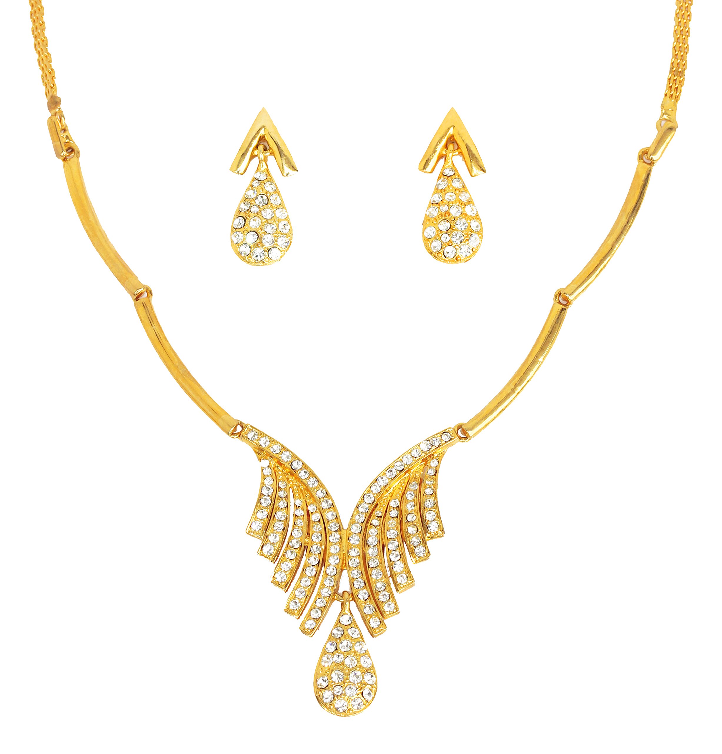 Touchstone Indian Bollywood Rhinestones Designer Bridal Jewelry Necklace Set For Women.
