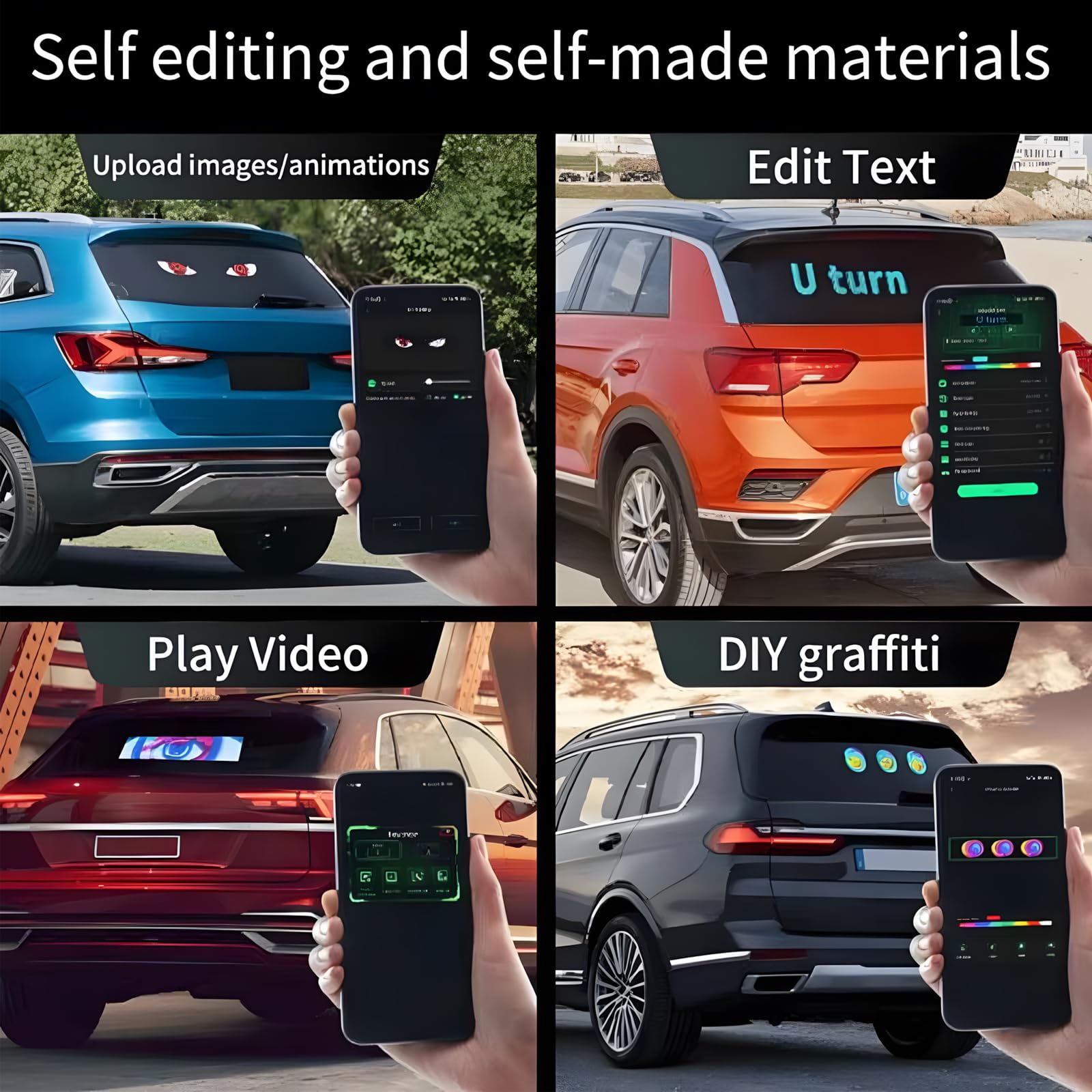 Occhi led per Camion e auto, Display Flessibile Programmabile, Luce Colorata