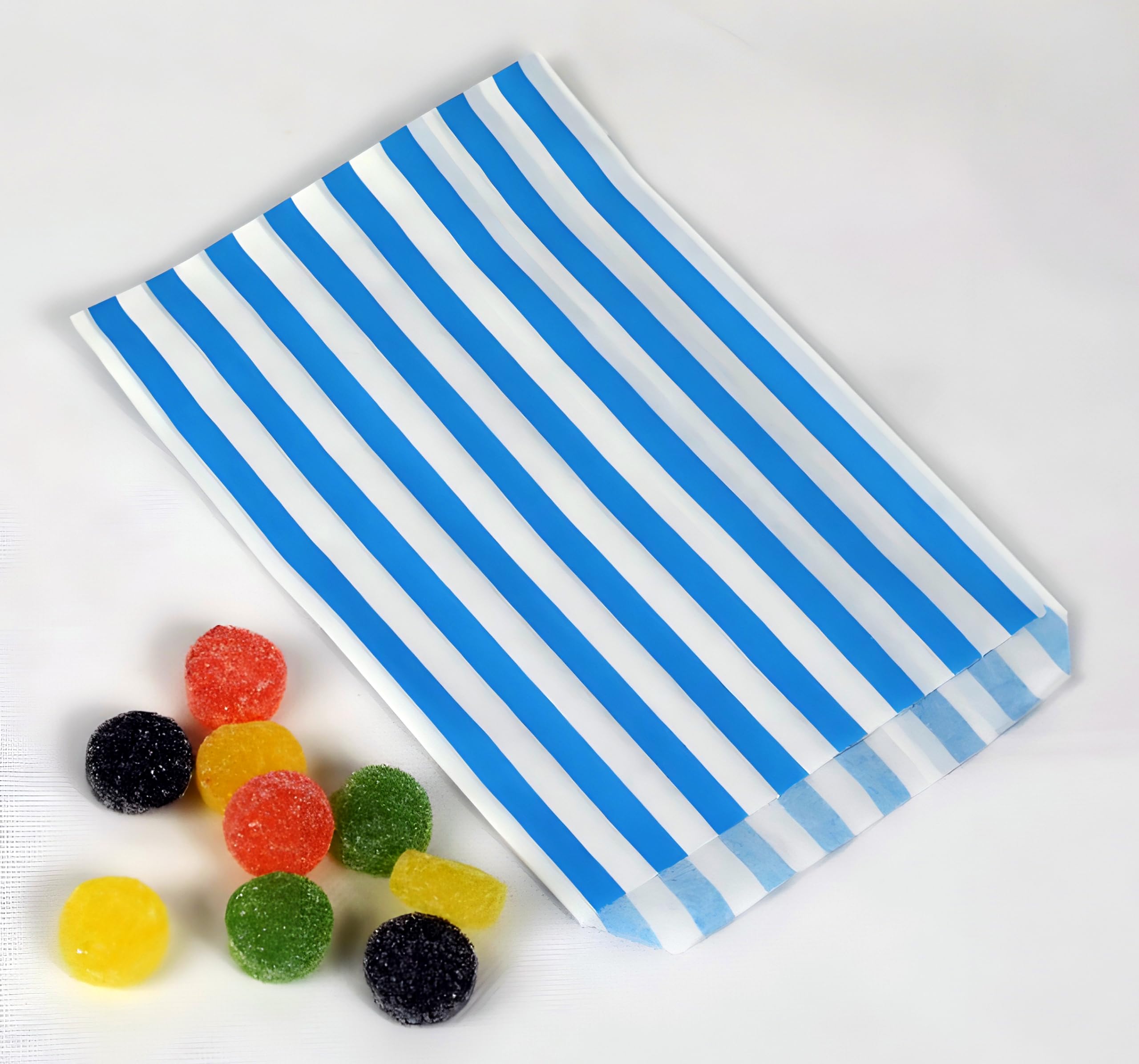 Be Smart 100 - Striped Candy Paper Bags For Sweet Flavor Buffet Wedding Cake Gift Shop (5'' X 7'') (Dark Blue, Qty: 100 Bags - View #8