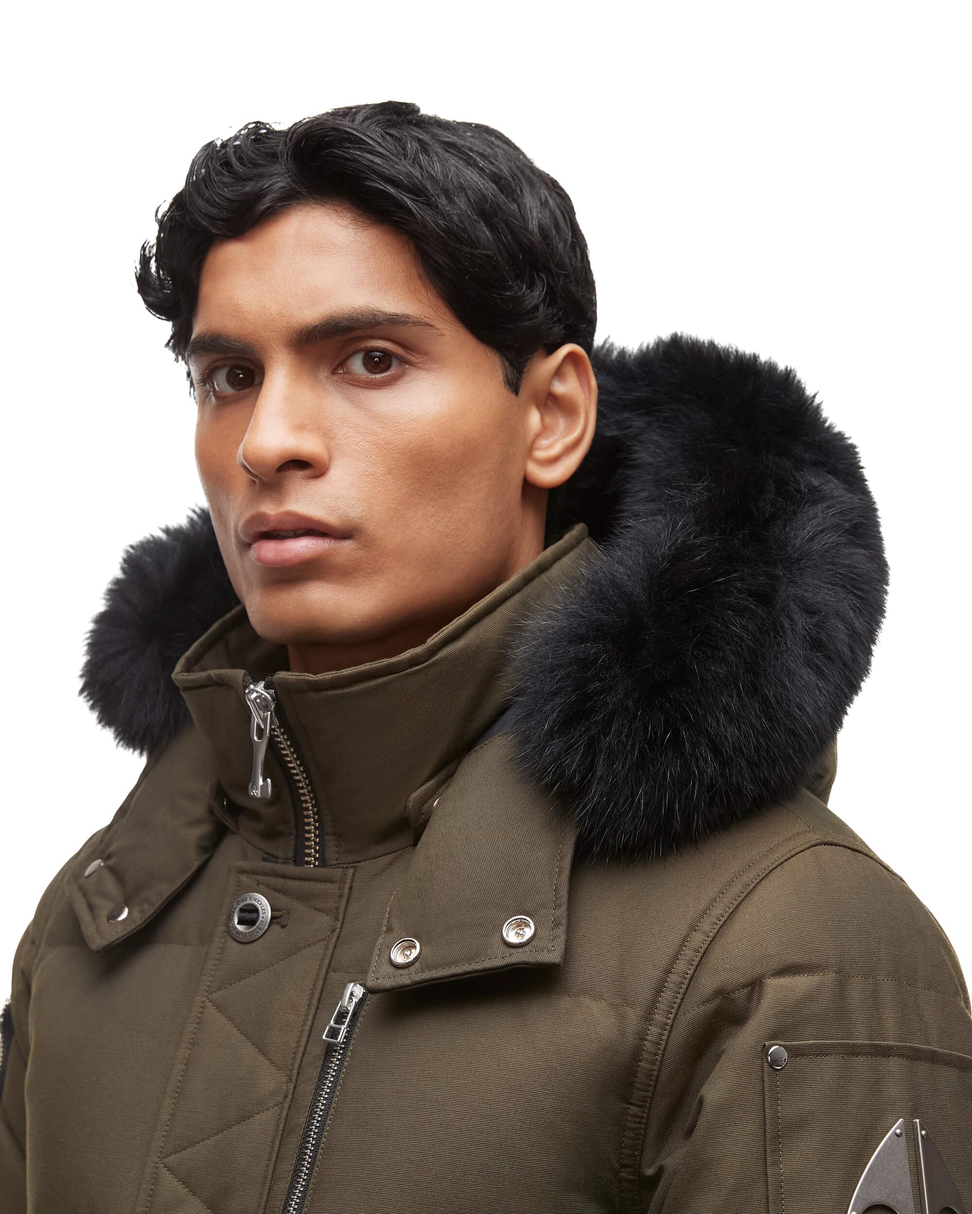 Moose Knuckles Original 3Q Fur, Army/Black Fox Fur, Extra-Small