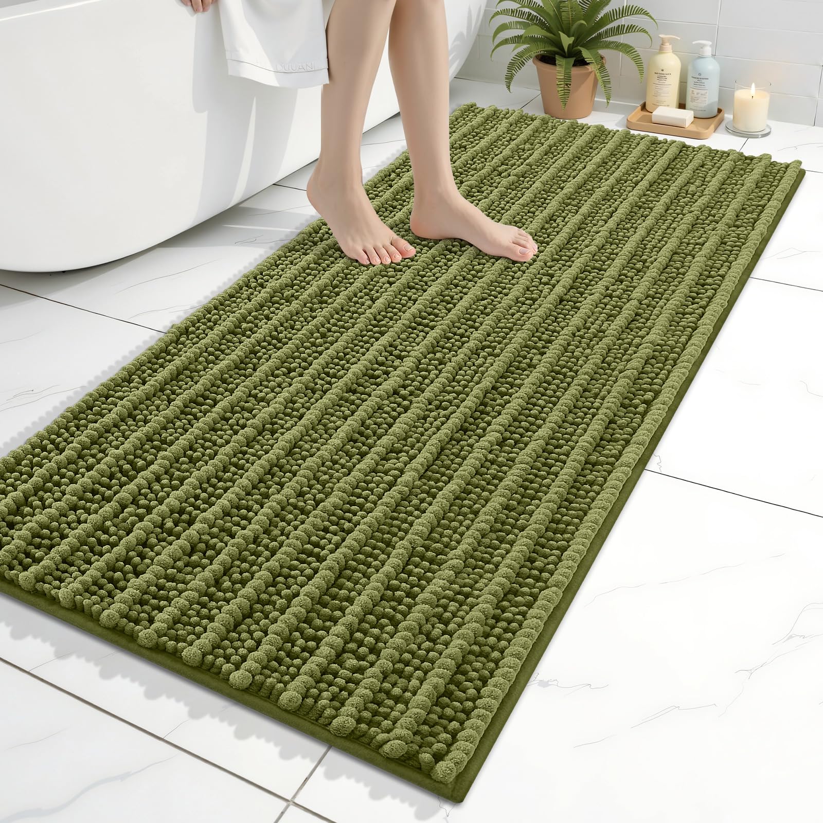 Arotive Bathroom Rugs Mat 47x24, Soft Absorbent Chenille Shaggy Bath Mat