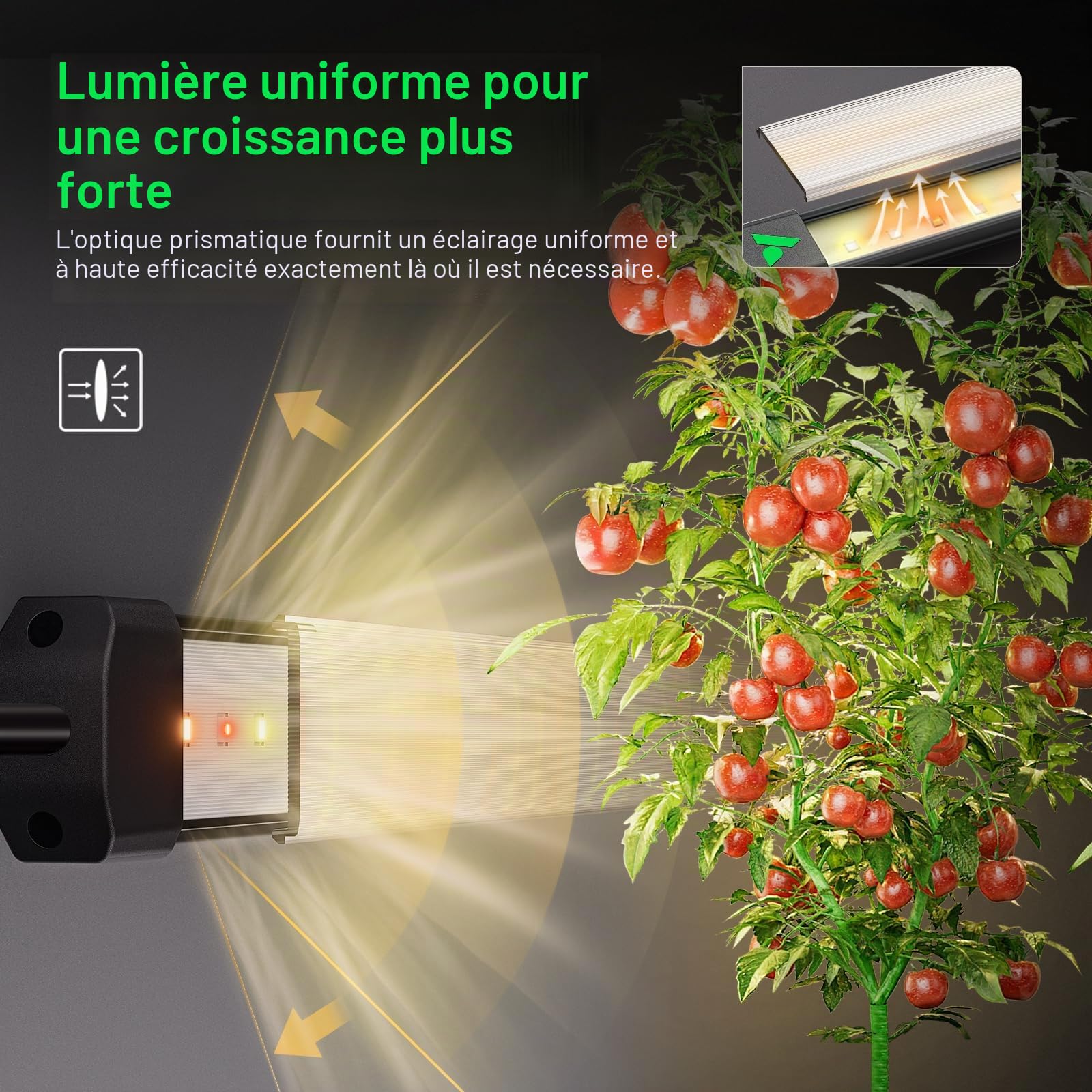 VIVOSUN Lumaray Lampe de Culture LED 40cm, Set de 4, Éclairage Latéral à Spectre Complet (60% Lumière Rouge) pour +25% Rendement, pour Serres de Culture, Fixation Magnétique, Compatible SGS