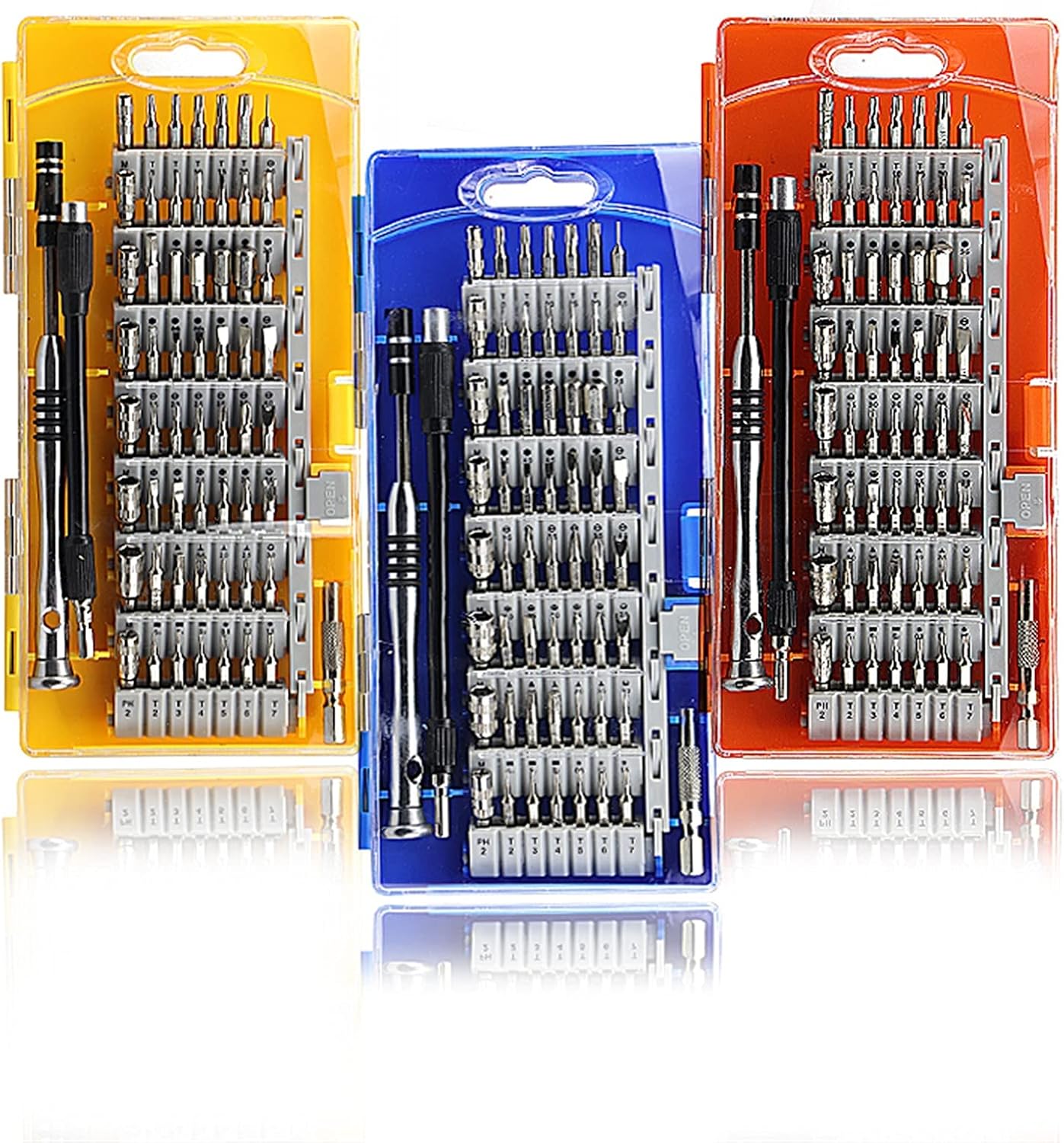 Screwdriver Daily Use Screwdrive Kit 60/25 in 1 Precision Magnetic Bits Screw Driver Smart Home Set Mini Screwdriver for iPhone Ferrule Crimping Tool (Color : Blue) (Orange) image 3