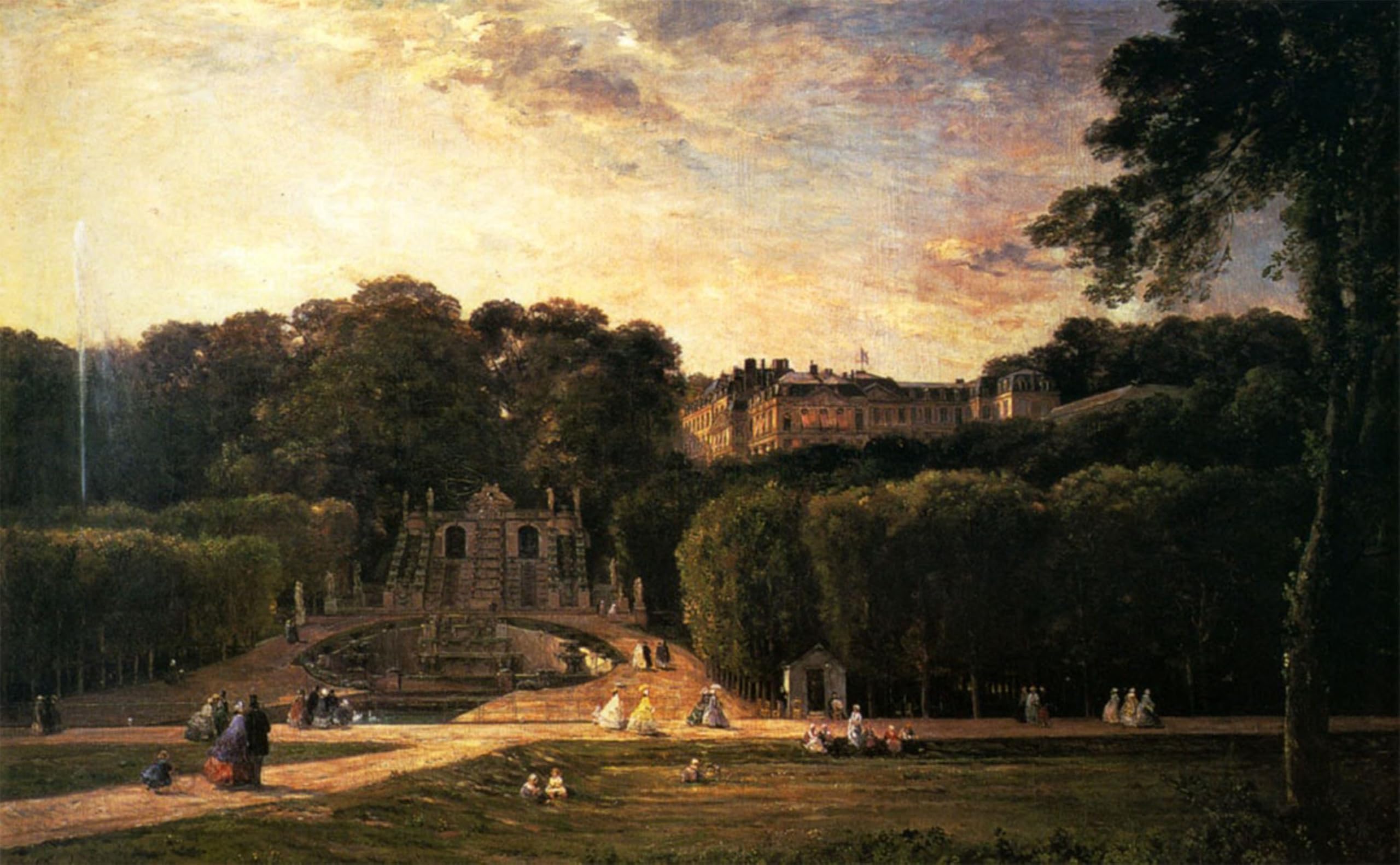 ARTXLXXBN Famous Painting Canvas Artwork Graffiti Print The At St. Cloud Charles Francois Daubigny Portrait Canvas Image for Home Decor 60x90cm