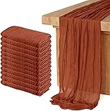12 Pack Cheesecloth Table Runner, Runner Gauze Boho Wedding Decor Romantic Table Runner for Wedding Birthday Party(35' x 118') (Terracotta) 12PC Terracotta