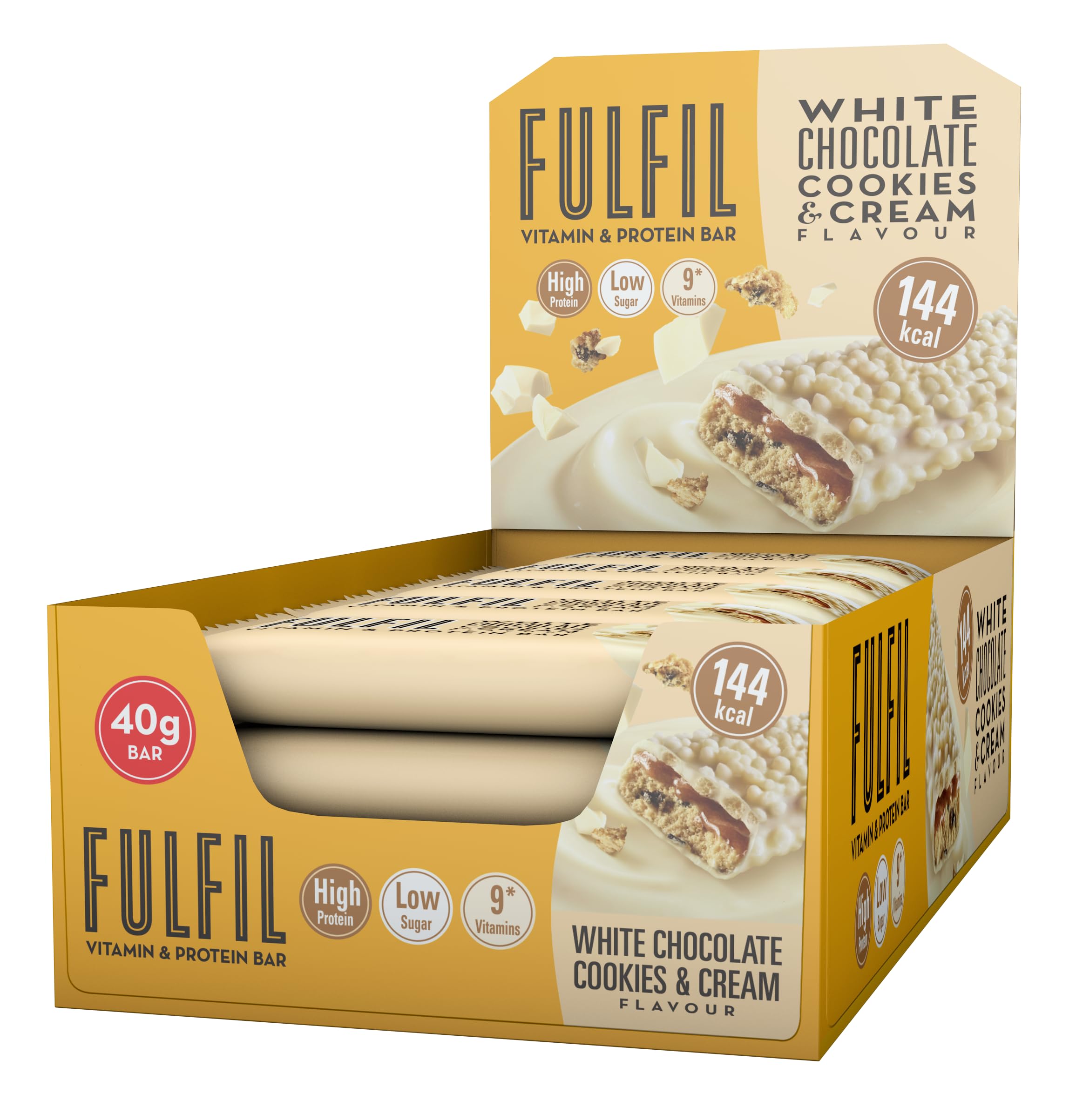 Sponsored Ad – FULFIL Vitamin and Protein Bars (15 x 40 g Bars) — White Chocolate Cookies and Cream Flavour — 15g High Protein, 9 Vitamins, Low Sugar