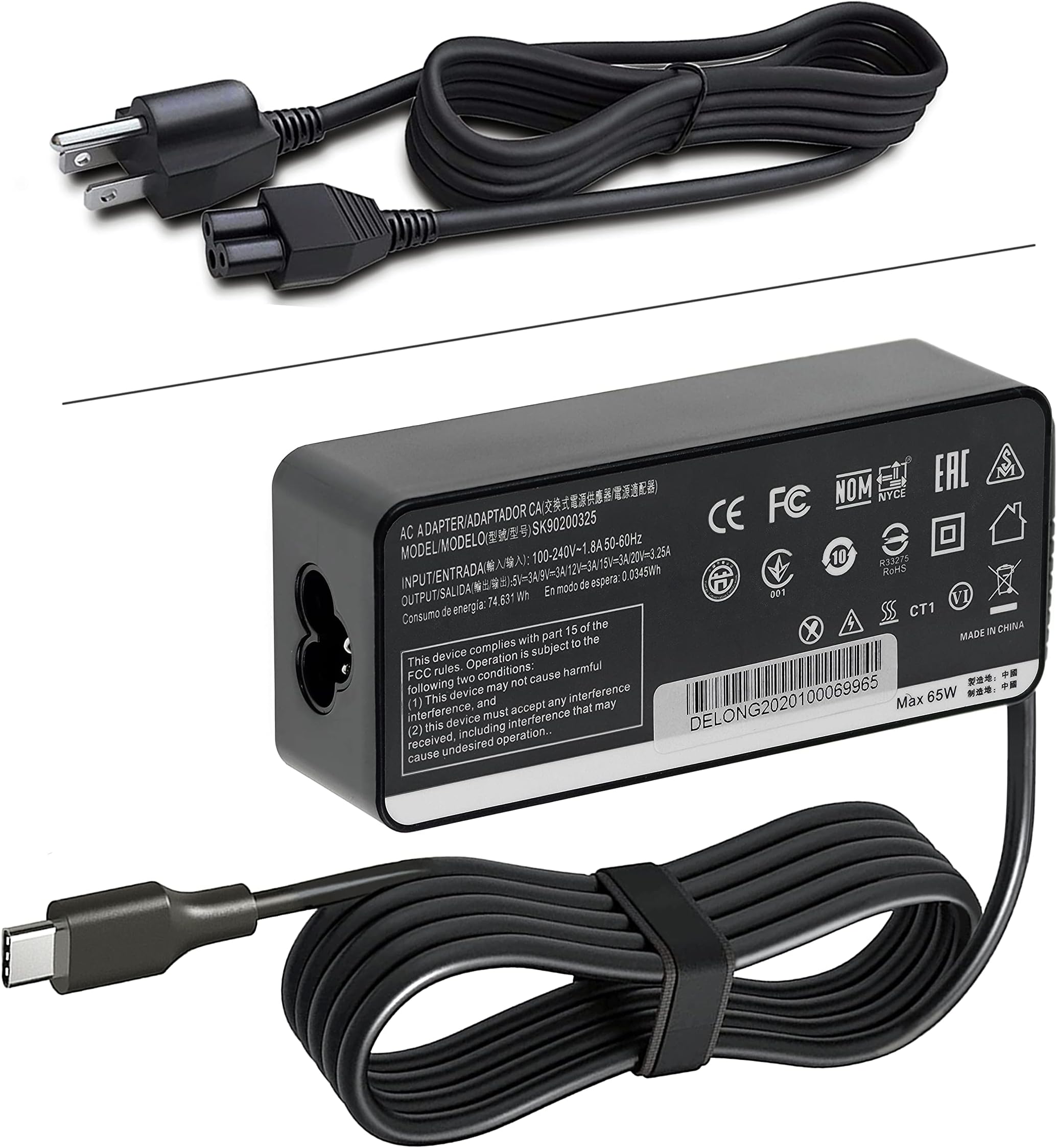 45W USB-C Charger For Lenovo Chromebook & ThinkPad - Compatible With Multiple Laptop Models