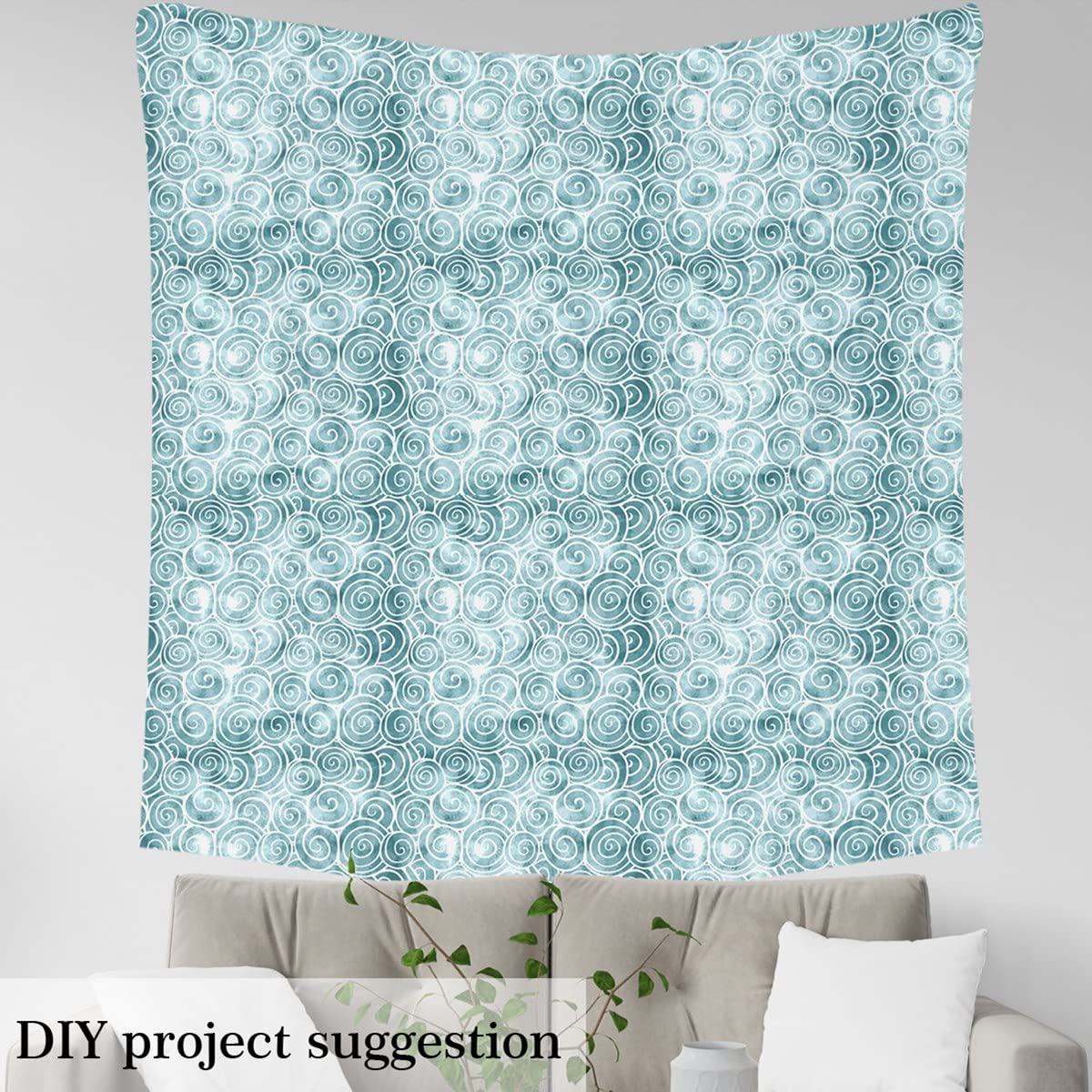Swirl Fabric by The Yard,Abstract Ocean Swirled Sea Waves Upholstery Fabric for Chairs,Modern Circle Waterproof Outdoor Fabric,2 Yards,(L184*W150cm) Aqua - Image 3
