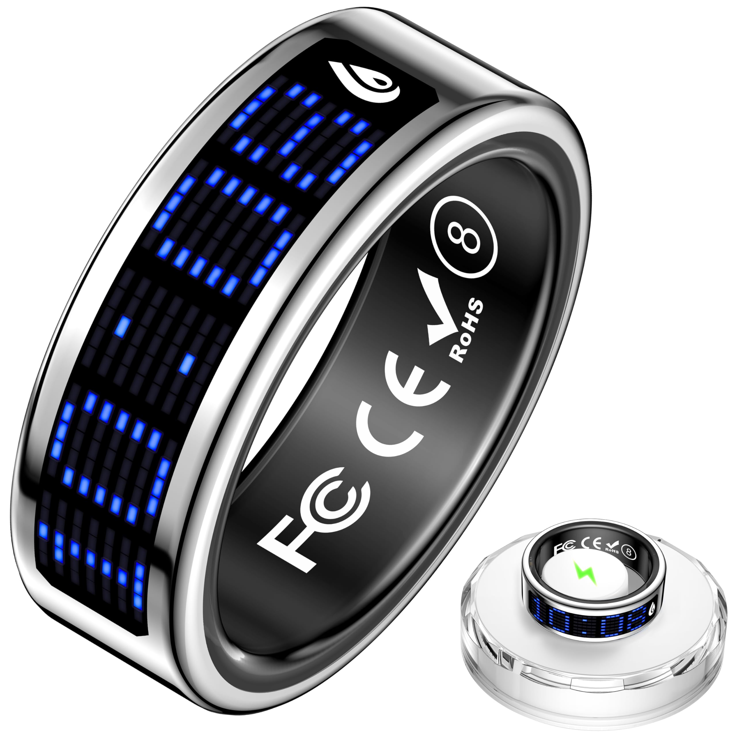 findtime Smart Ring mit Display Herzfrequenz Schlaftracker Blutsauerstoffmonitor Tasbih Fingerzähler Anruferinnerung Gestensteuerung Schrittzähler Kalorien Wasserdicht Gesundheit Fitness Ringe für