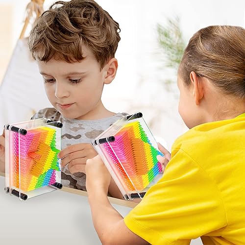 Miniatura 6 de ArtCreativity Juego de 2 juguetes de arte de pin 3D de arcoíris, juego de mesa de plástico colorido para niños y adultos, juguetes de escultura de