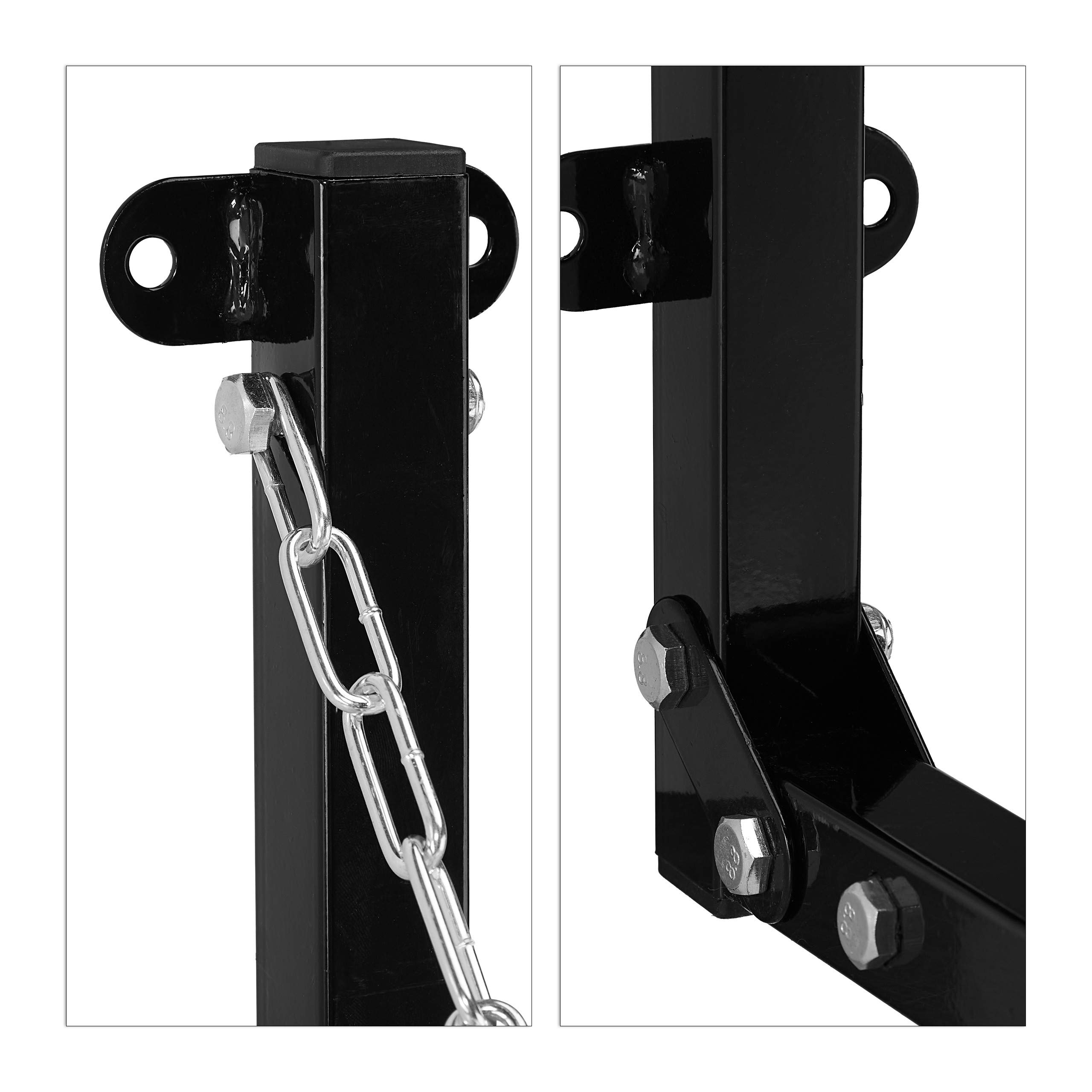 Relaxdays Scaffale Porta Gomme da Parete per 4 Pneumatici, Supporto Pieghevole Fino a 90 kg, Acciaio, Nero