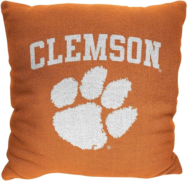 Northwest NCAA Decorative Pillow - Enhance Your Space with Woven Throw Pillows - 14" x 14" - Home Decor College Fan Pillow (Clemson Tigers - Orange)