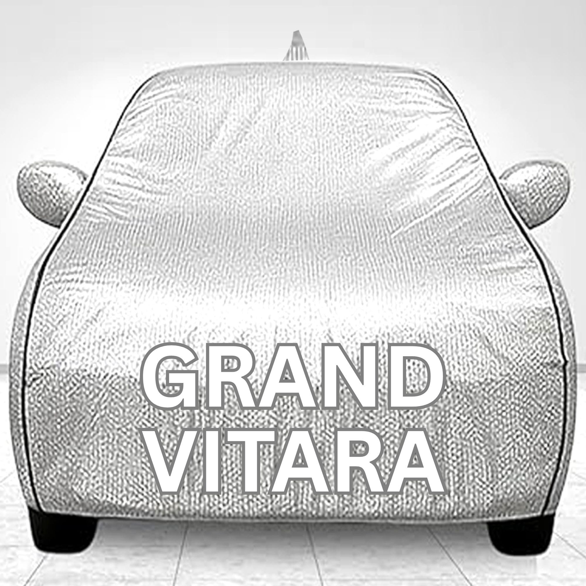 FAVOUITE Waterproof Car Body Cover for Maruti Grand Vitara Mirror and Antenna Pocket, All Weather Protection, Soft Cotton Lining, Triple Stitched -Heat Resistant Metallic Silver (Silver)
