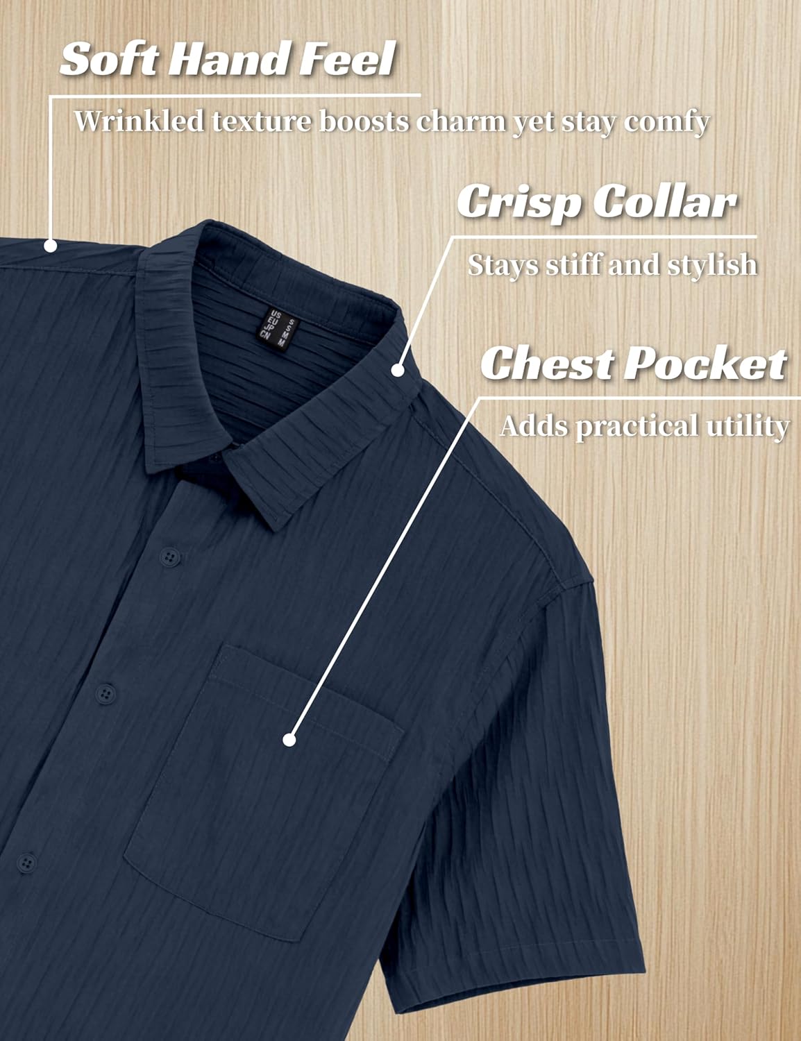 MAGNIVIT Men's Button Down Short Sleeve Shirts Casual Textured Summer Beach Shirt with Pocket - Image 5