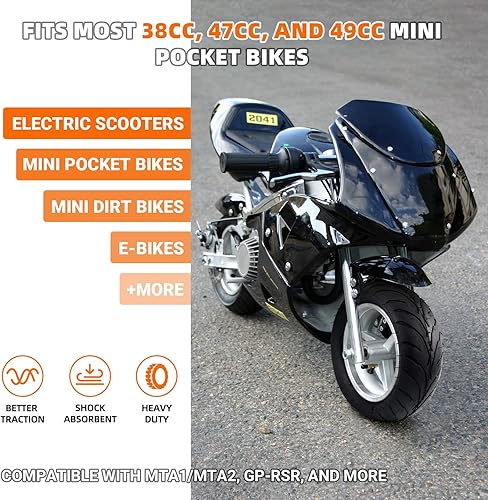 Miniatura 5 de (1 juego) Juego de neumáticos y tubos delanteros de repuesto universal 9060-6.5 11050-6.5 - Se adapta a la mayoría de bicicletas de bolsillo de 38