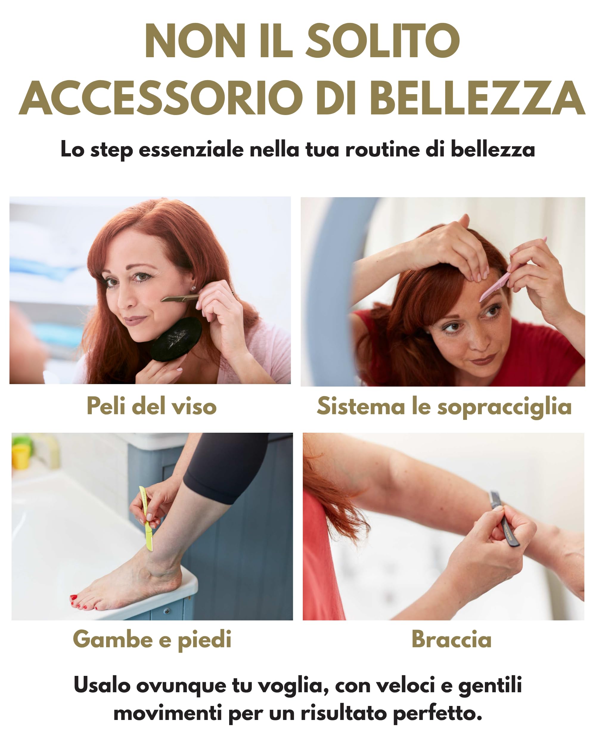 Hollywood Browzer Dermaplaning - Rasoio per viso, modellatura delle sopracciglia, rimozione di peli indesiderati e peluria di pesca, strumento esfoliante per donne, rasoio per il viso da donna,