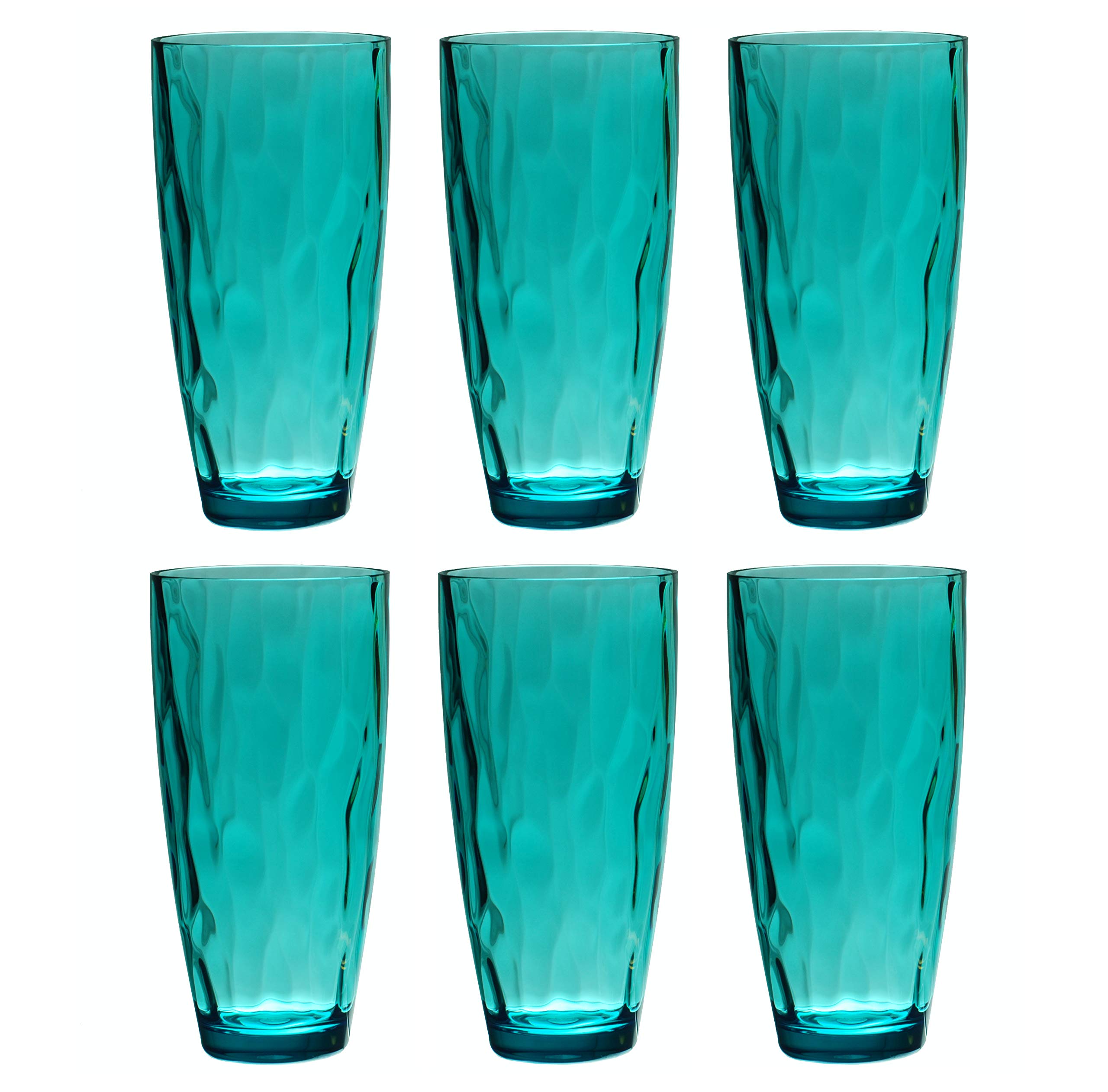 QG 23 Ounce Acrylic Plastic Iced Tea Cup Glass Tumbler Set of 6 Blue DF131-BU6P