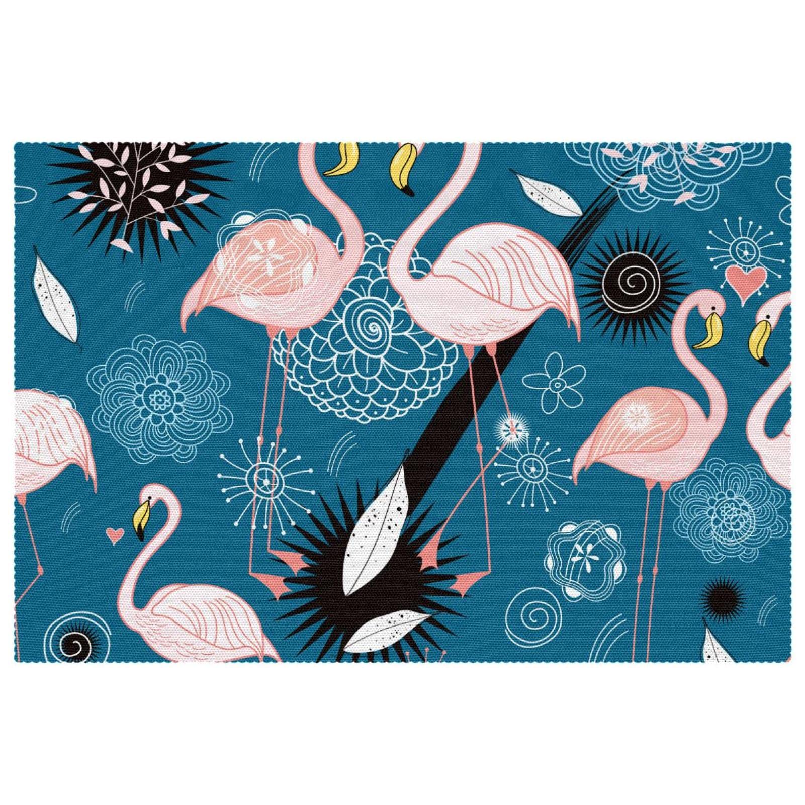 Flamingo-Tischsets, 4er-Set, waschbar, 45 x 30 cm, geeignet für Küche, drinnen und draußen, Essen
