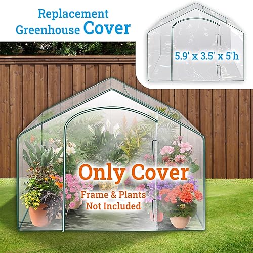 Miniatura 2 de YardGrow Cubierta de repuesto transparente para invernadero de 5.9'x3.5'x5'H Mini Jardinera Portátil de Jardinería Invernadero