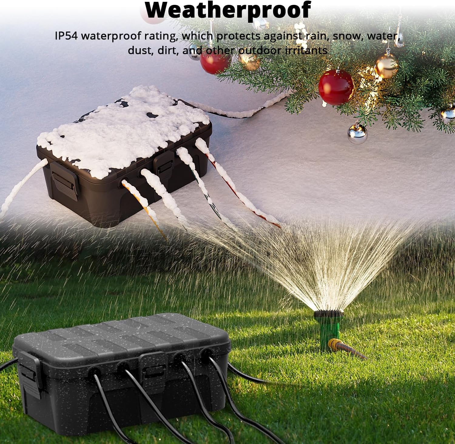 QUOBAS Extra Large Outdoor Electrical Box Waterproof, IP54 Weatherproof Extension Cord Cover, Outdoor Plug Cover Protect Outlet, Plug, Power Strip, Tools, Holiday Light, Black