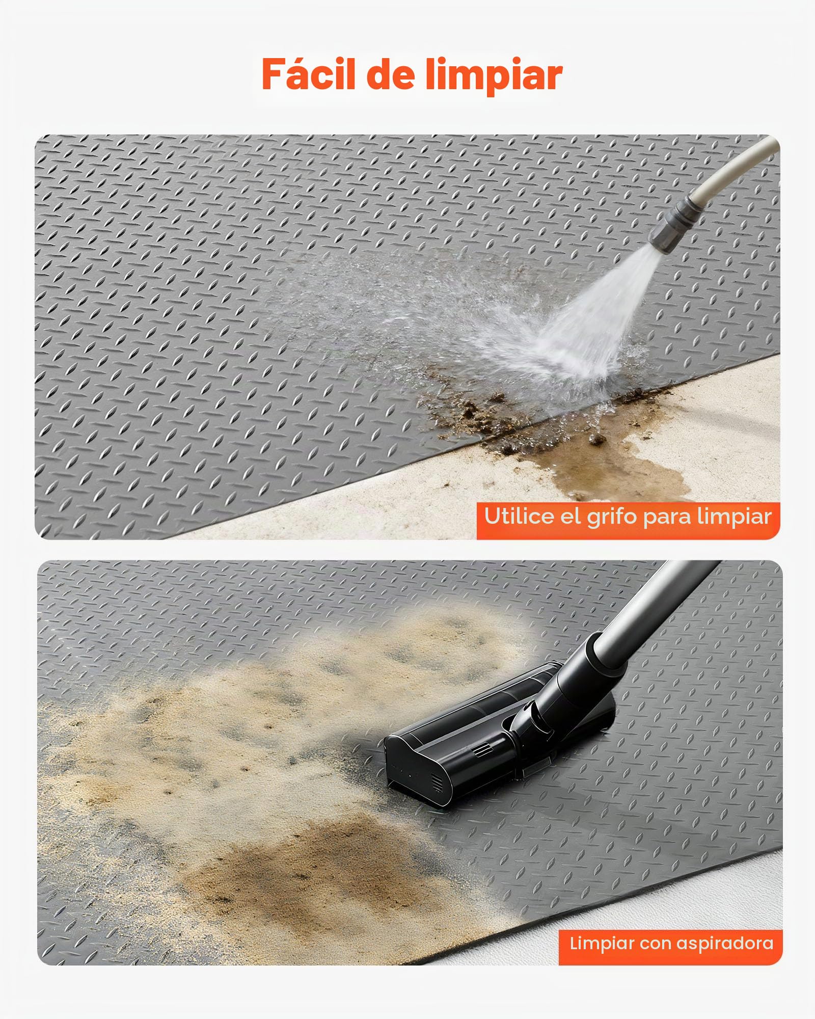 VEVOR Rollo de Suelo de PVC para Garaje, 2,28 x 6,1 m, con Patrón de Diamante de 2,2 mm de Grosor, con Cinta Adhesiva de Doble Cara, Fácil de Limpiar, para Almacenes y Gimnasios. Color Gris Plata