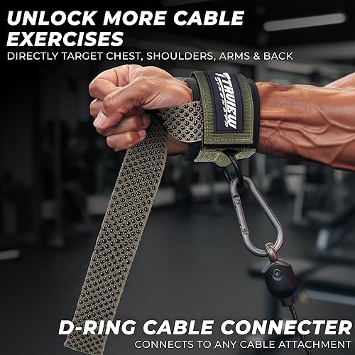 Miniatura 5 de Correas de levantamiento de pesas con soporte de muñeca con anillo en D con puños, correas de elevación cómodas resistentes para hombres con ajuste