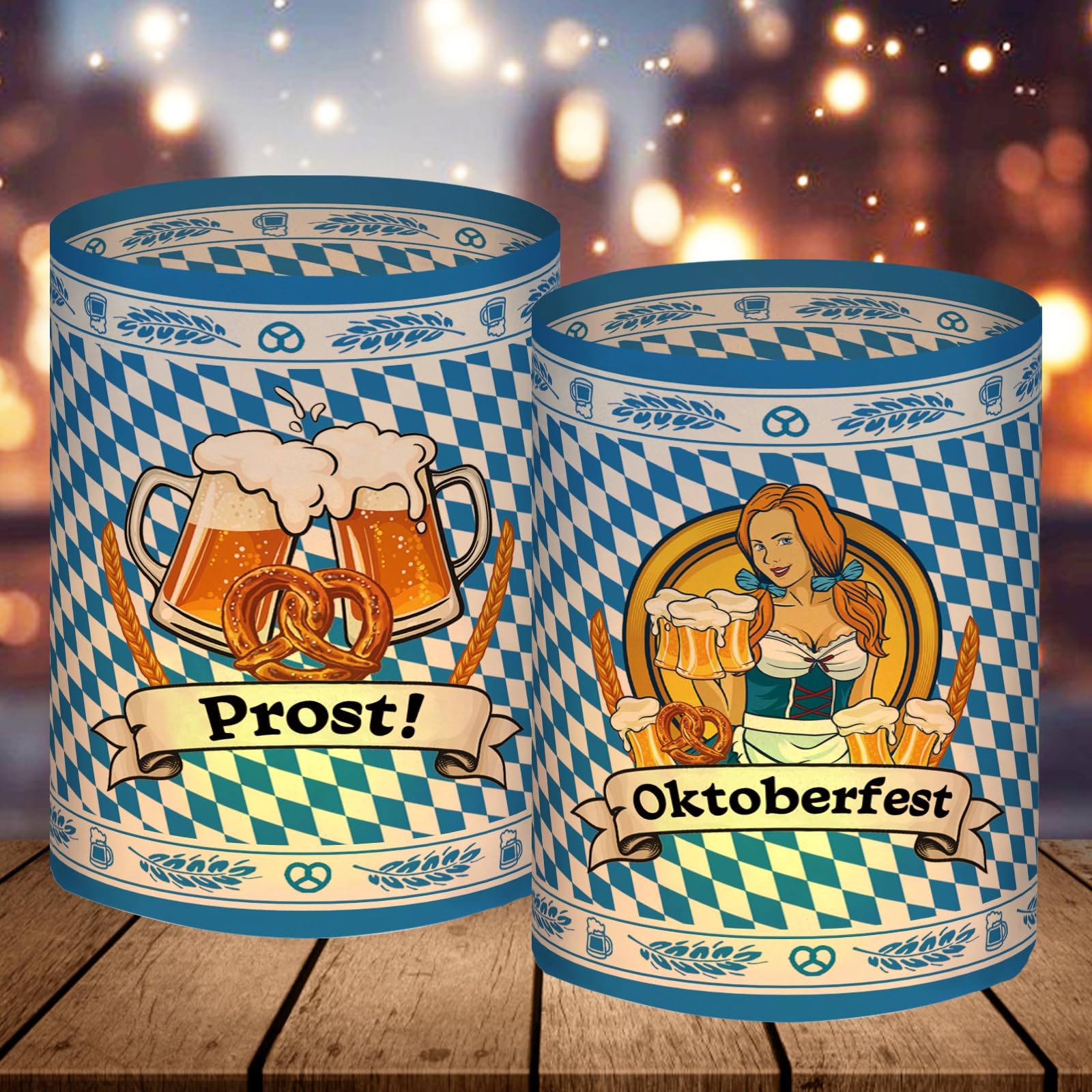 12 Photophores Décoratifs Oktoberfest – Design Bavarois, Pour Bougies Chauffe-plat, Décoration De Table Fête