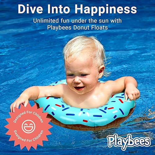 Miniatura 3 de Playbees Flotadores inflables para piscina con forma de dona, paquete de 4, de 20 pulgadas, para niños, divertido juguete acuático de verano