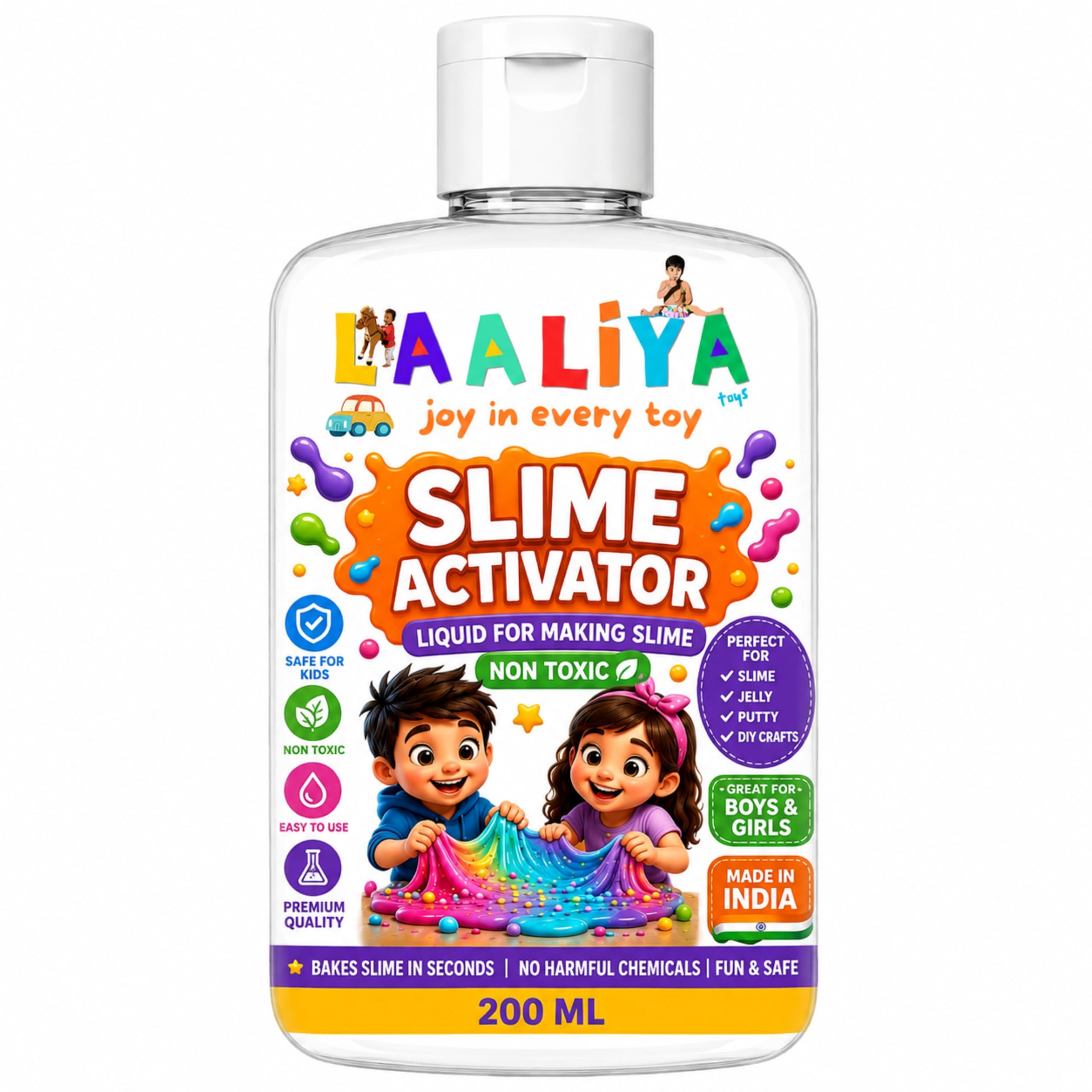 Slime Activator Liquid for Making Non Toxic Slimes Maker Solution Borax Slimes Activator Liquid Gel Toy for Boys Girls Kids Jelly Putty kit for Making Slime at Home DIY Crafts 200ml (Pack of 1)-image-35