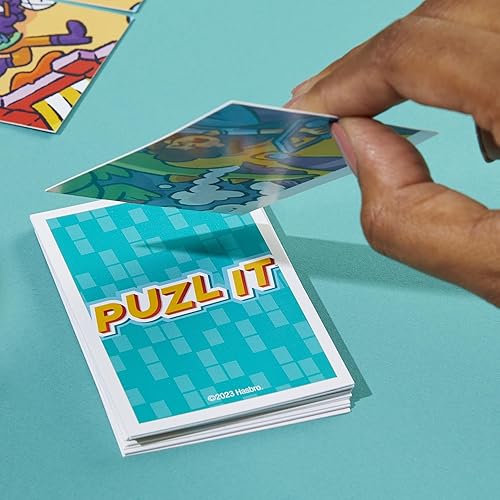 Miniatura 3 de Hasbro Gaming Puzl It - Juego de cartas de rompecabezas competitivo, juegos para niños y familiares, de 2 a 6 jugadores, tema de fiesta de pizza,