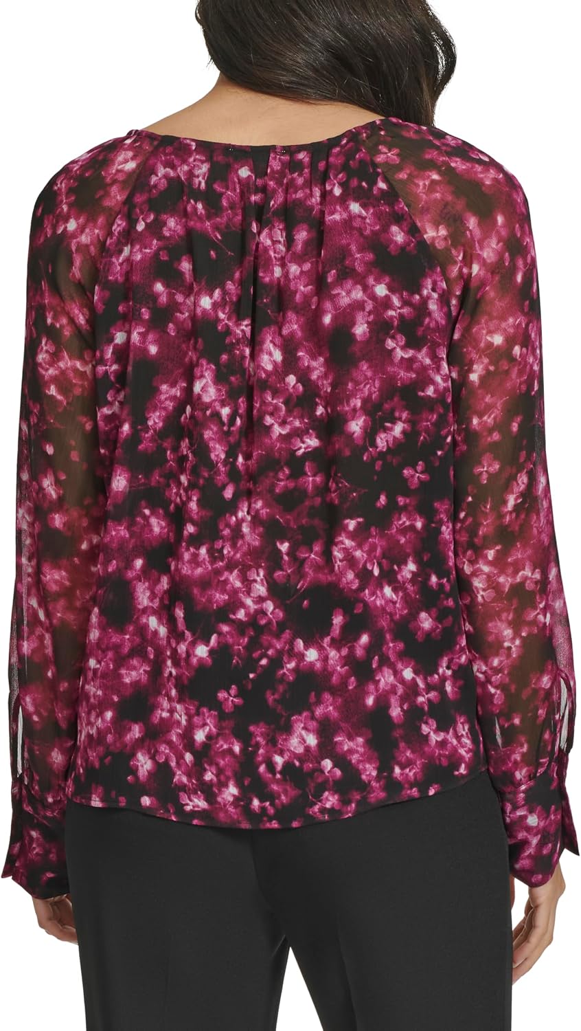 Calvin Klein Women's Long Sleeve Printed Blouse