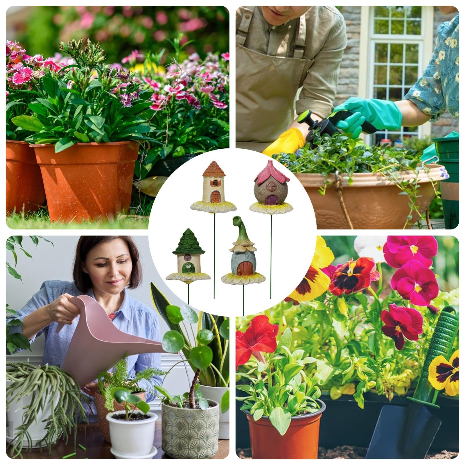 Kit di pali da giardino con perline - 6 bacchette da giardino | Fai da