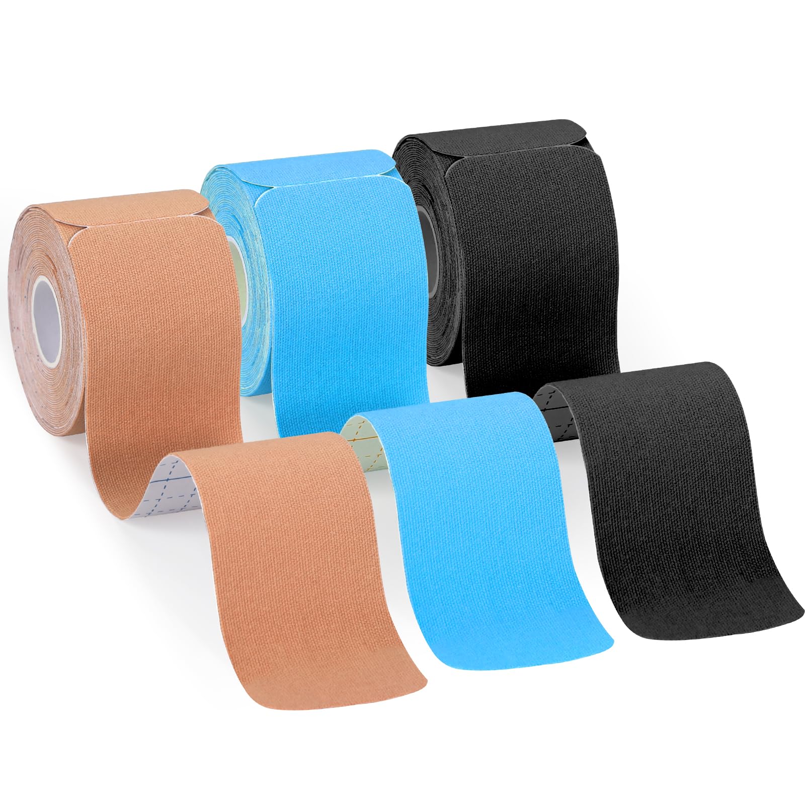 Kinesiology Tape Precut (3 Rolls,60 Strips), Elastic Muscle Sports Tape for Pain Relief, Athletic Tape for Support, Shoulder, Ankle, Knee, Wrist, Feet and Elbow Recovery and Physio Therapy (Mix)
