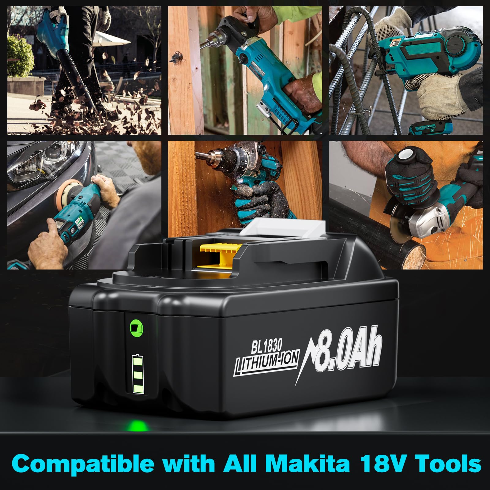 2X 18V 5.5Ah BL1860B Accu voor Makita, Powtree Vervangingsaccu voor