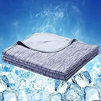 LUXEAR Cooling Blanket for Hot Sleepers Night Sweats Japanese Q-Max>0.4 Arc-Chill Cooling Fiber Keep Adults/Children Cool Twin Size Cool Summer Blanket 59 X 79in Soft Breathable All-Season-Blue