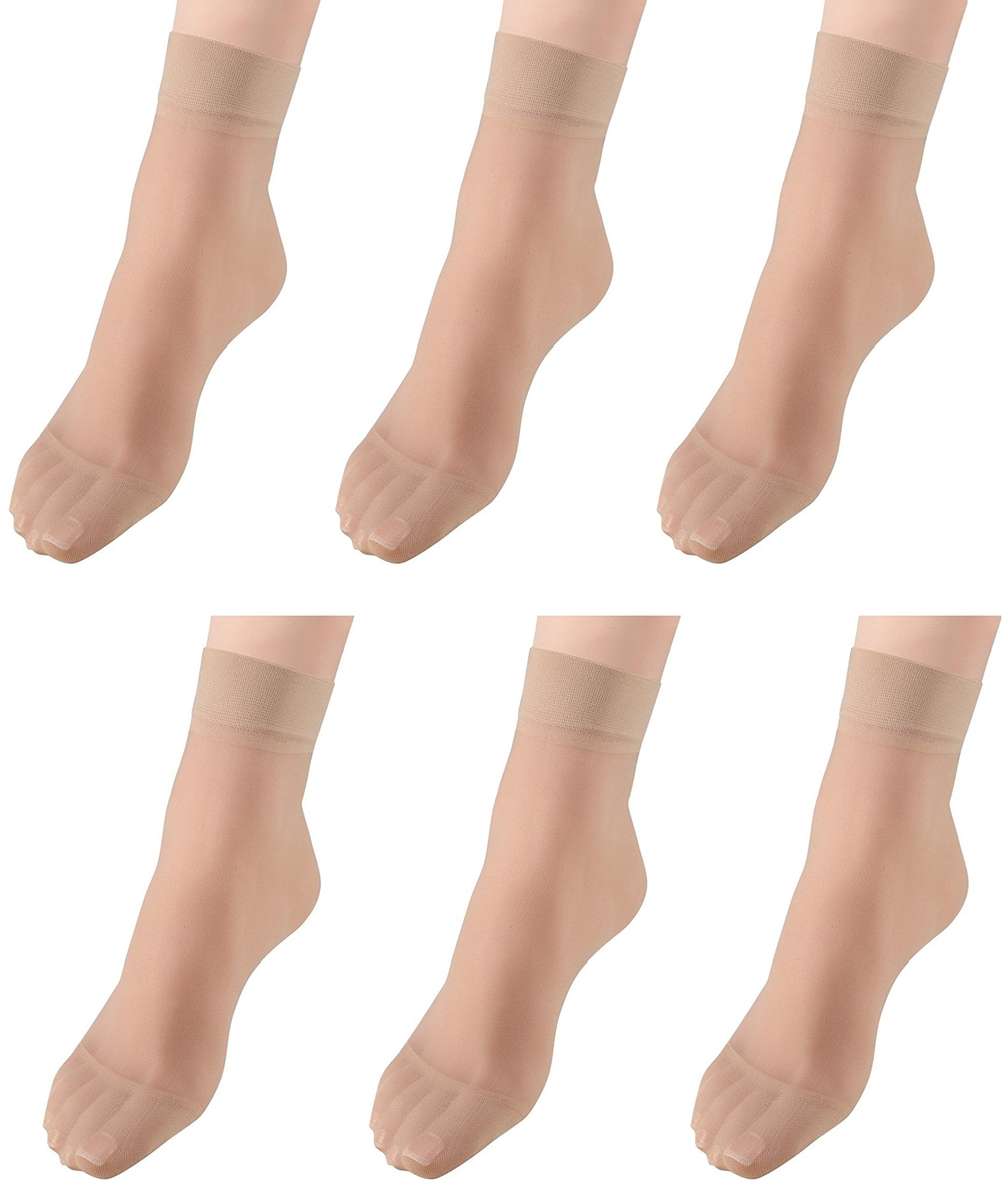 queery Women's Beige Ankle Semi Transparent Socks (Pack of 6 Pair)-picture-37
