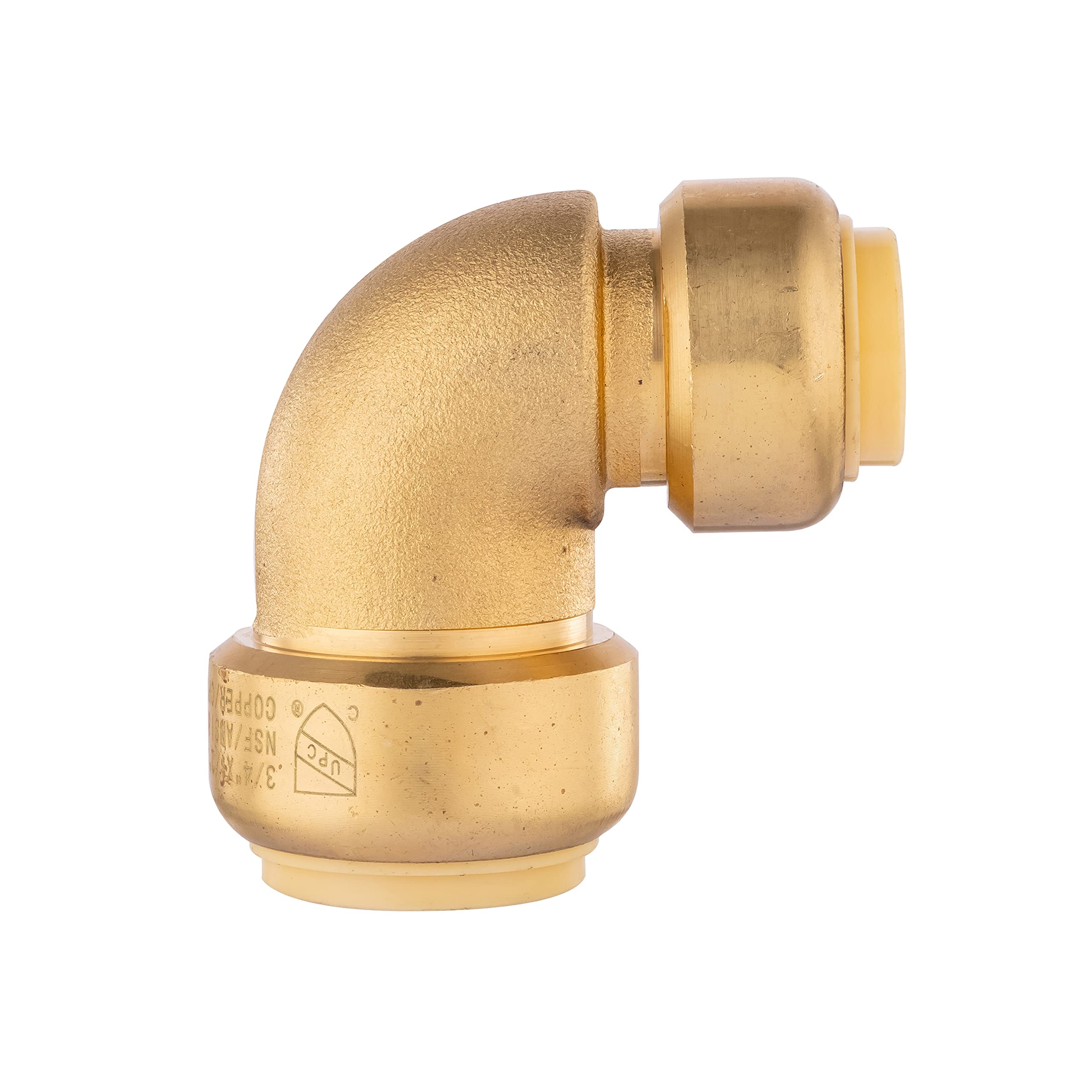EFIELD PushFit - Codo reductor de 3/4 x 1/2 pulgadas, montaje de fontanería para cobre, PEX, CPVC con 2 clips de desconexión, sin plomo