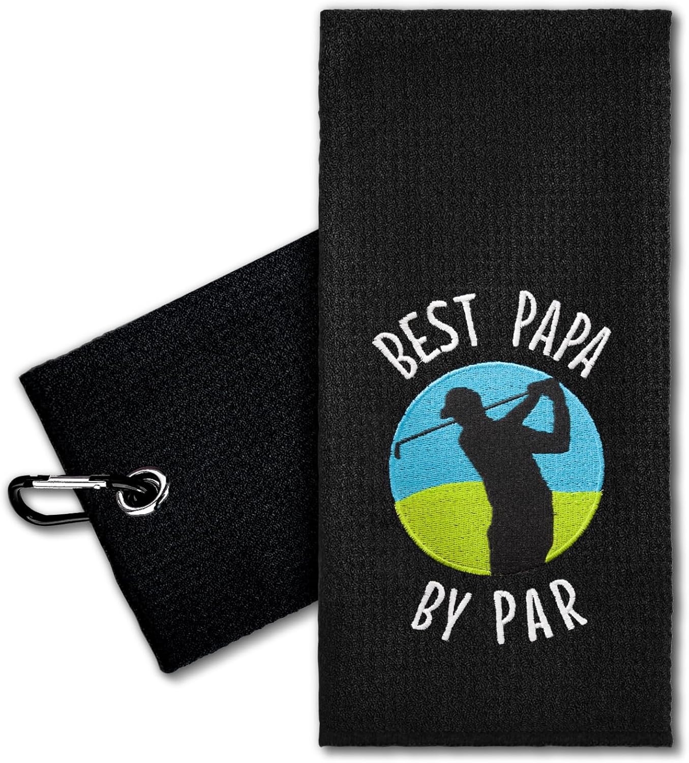 ERHACHAIJIA Best Papa by Par Embroidered Golf Towel with Clip. Funny Golf Accessories Golf Gifts for Men Golf Lover Dad Uncle Grandpa, Birthday Retirement Father's Day for Golf Fan