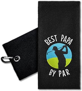 ERHACHAIJIA Best Papa by Par Embroidered Golf Towel with Clip. Funny Golf Accessories Golf Gifts for Men Golf Lover Dad Uncle Grandpa, Birthday Retirement Father's Day for Golf Fan