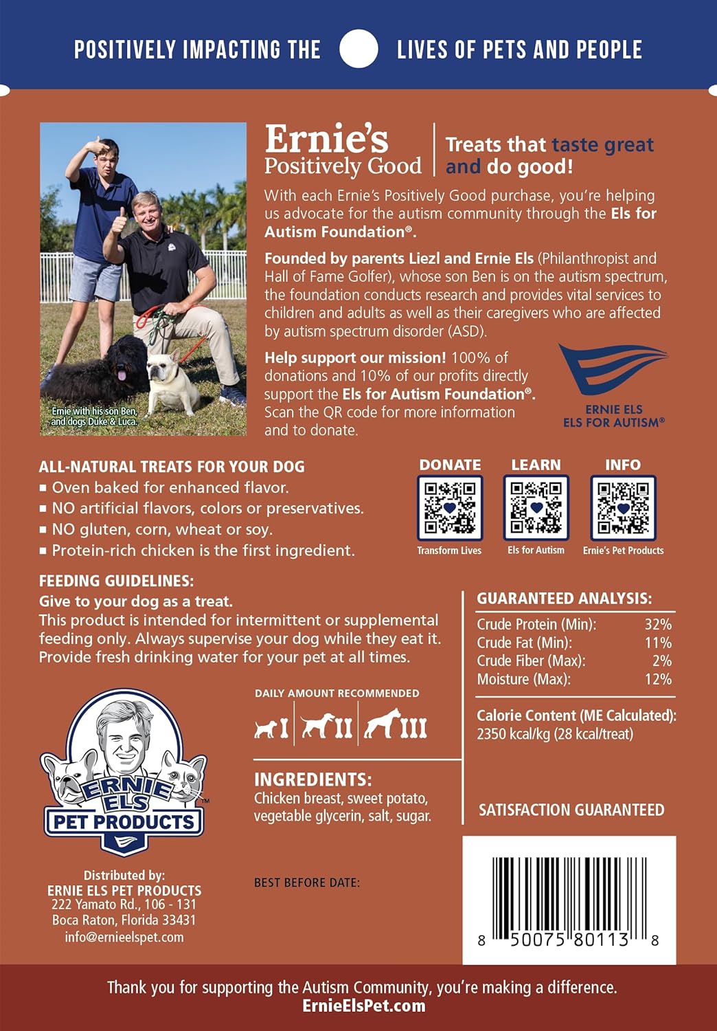 Ernie Els All Natural Chicken Wrapped with Sweet Potato Dog Treats - Premium Dog Treats for Healthy Snacking, Training and Rewards - 3 Ounce (Pack of 2)