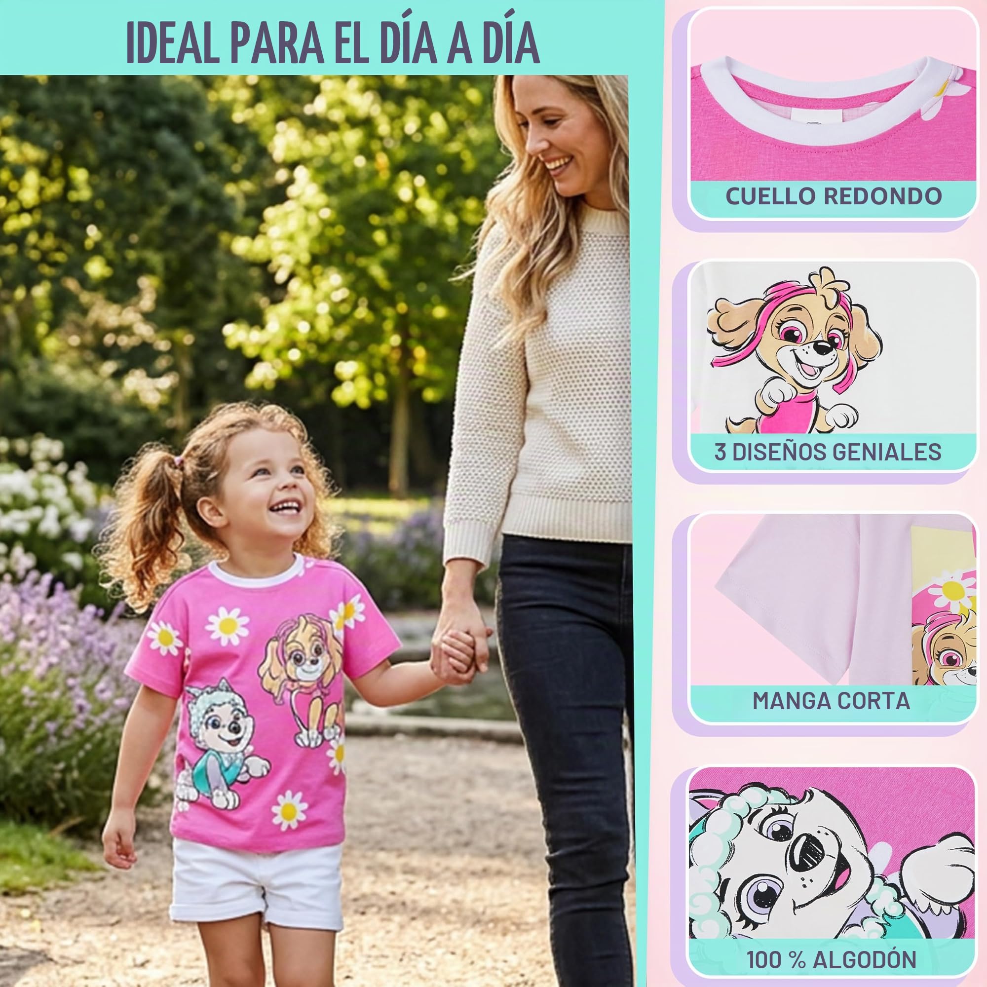 Bluey | Patrulla Canina Camisetas Niña Pack de 3, Camiseta Manga Corta Algodón, Ropa de Niña, Ropa Verano Infantil, Regalos Anime Manga