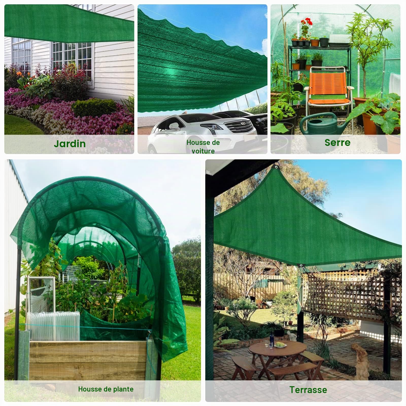 BeGrit Filet Protection Solaire 50% à Abat-Jour en Maille résistante pour Bloquer Les Rayons UV Vert pour Plantes de Jardin des Fleurs Serre Grange ou Chenil Toit Couvre 1,8m x 3m | Filet d'ombrage pour serre avec œillets - Filet de protection solaire pou