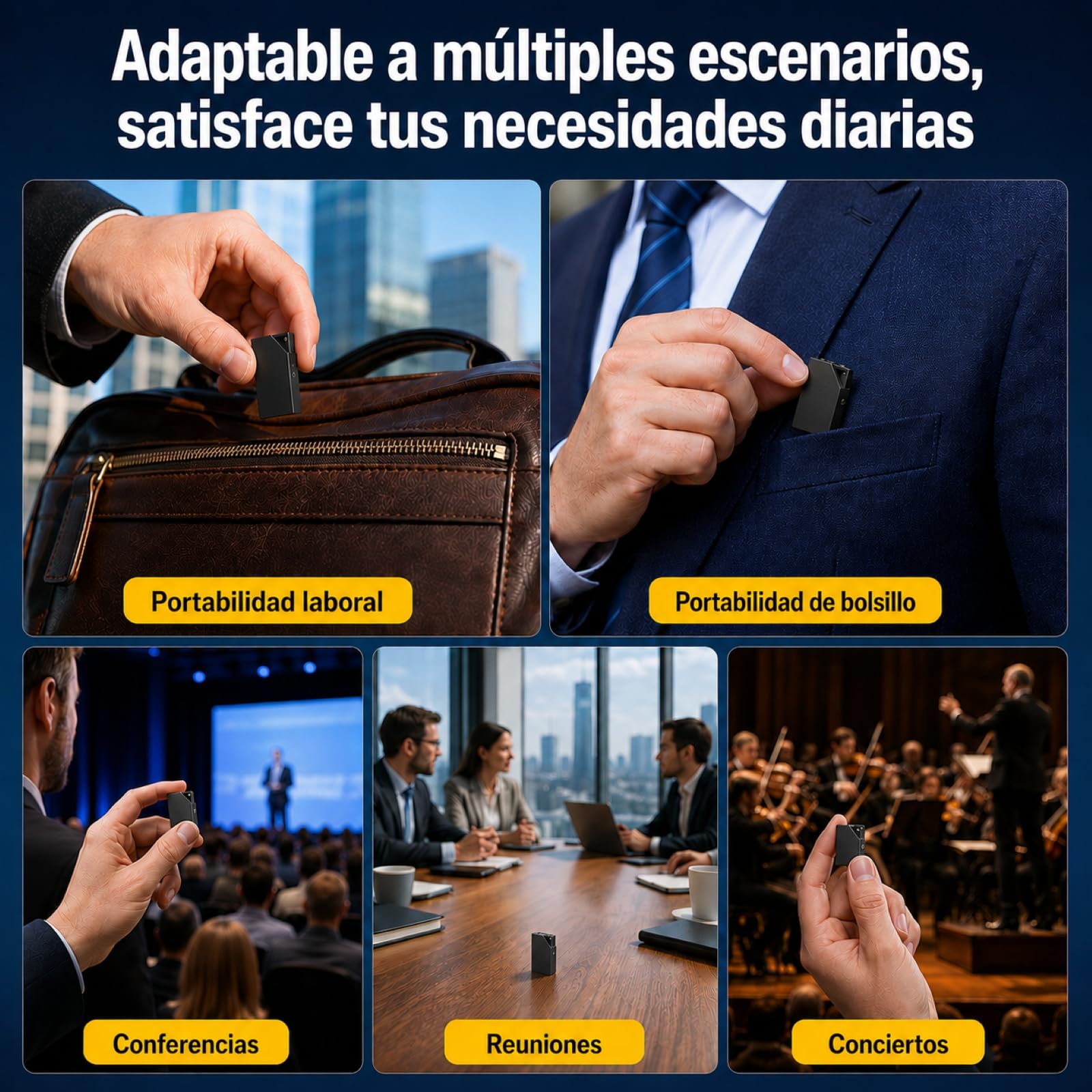 Grabadora de Voz Espia con Memoria de 64GB, Mini Grabadora de Voz Espía Oculta con DSP 5.0 Reducción de Ruido y Activación por Voz con Audio HD para Clases Reuniones Entrevistas y Uso Diario