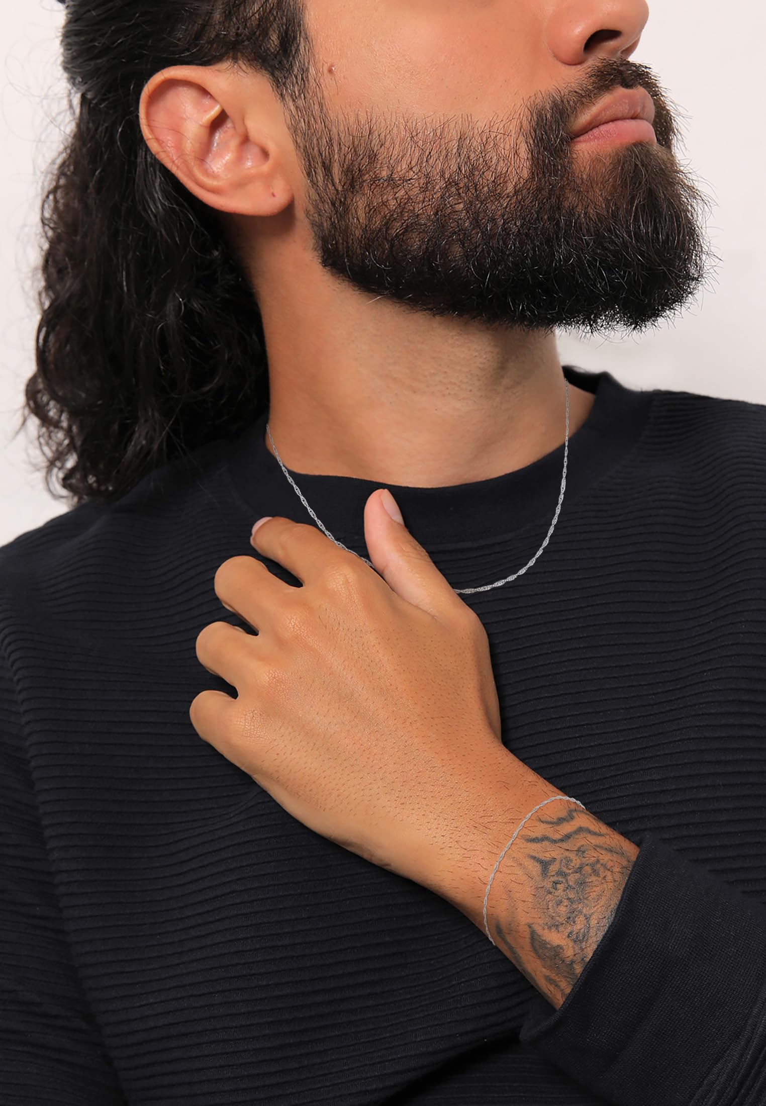 Kuzzoi Collana da uomo in argento 925, con bracciale in argento sterling 925, set di gioielli Basic per l'uomo (55 cm), bracciale da uomo (18 + 3 cm), Argento sterling