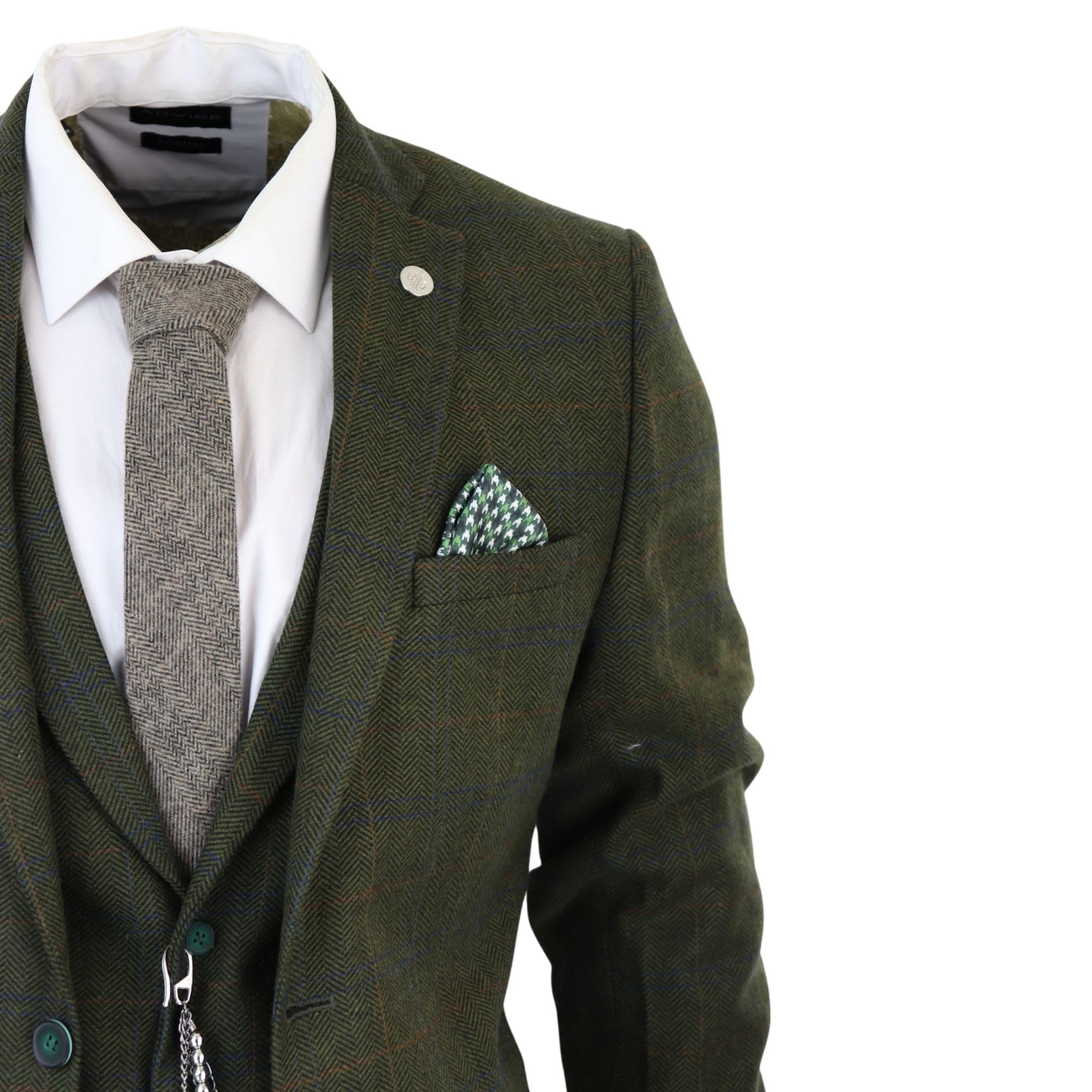 TruClothing.com Herren 3 Teilig Anzug Wolle Tweed Grün Blau Braun Karo 1920s Gatsby Formelle Anzüge