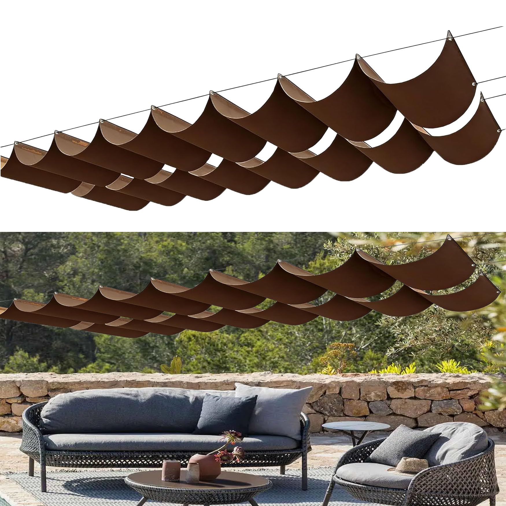 Voiles d'ombrage rétractable anti-UV et imperméable avec œillets solides pour terrasse